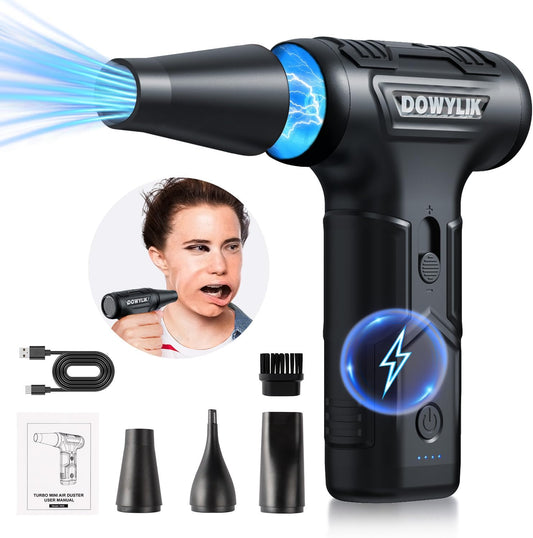 Compressed Air Duster, 220,000RPM Strong Compressed Air, Brushless Canned Air Duster for Computer with LED, 3 Speed Speed Mini Blower Air Blower for Car, Computer, Keyboard