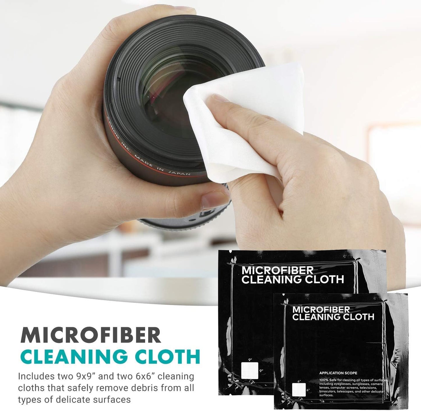 Movo Deluxe Essentials DSLR Camera Cleaning Kit with 10 APS-C Cleaning Swabs, Sensor Cleaning Fluid, Rocket Air Blower, Lens Pen, Soft Brush, 2X Small and 2X Large Microfiber Cloths and Carrying Case