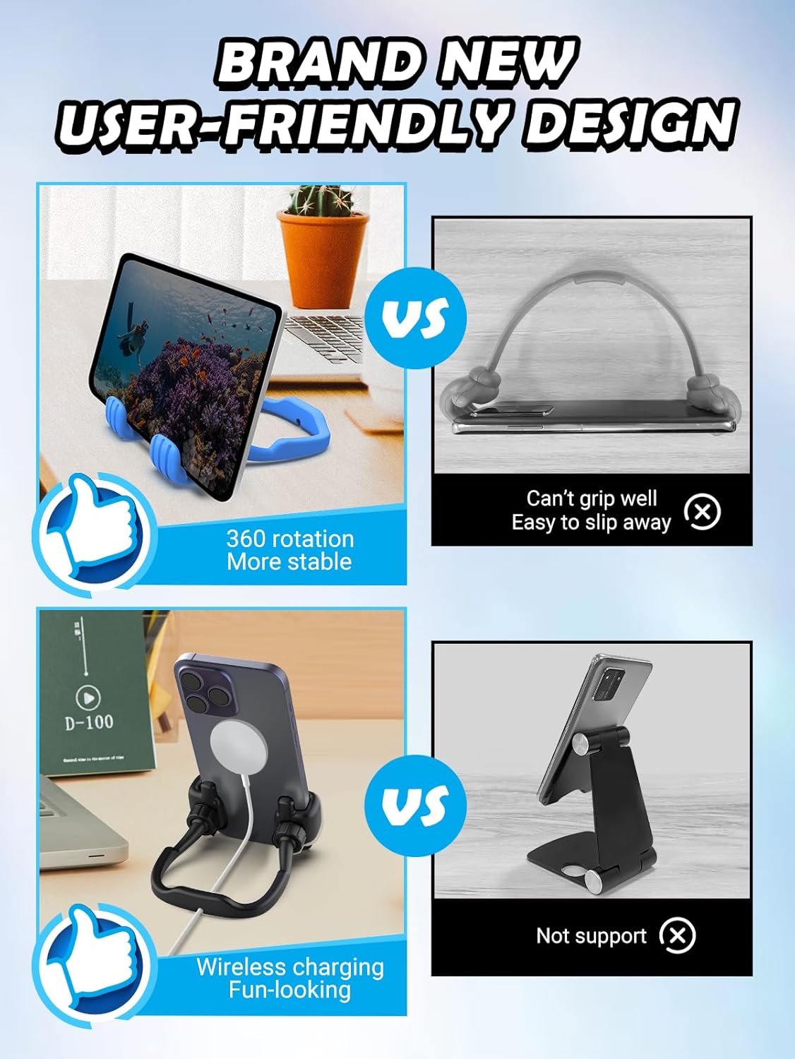 Back to School Supplies for Boys Girls Kids Cell Phone Stand - 2 Pack Thumbs Up Lazy Phone Holder for iPhone iPad mini Cellphone Stand for Desk Birthday Gifts for Teens Adults Women Men Wife Fun Gifts