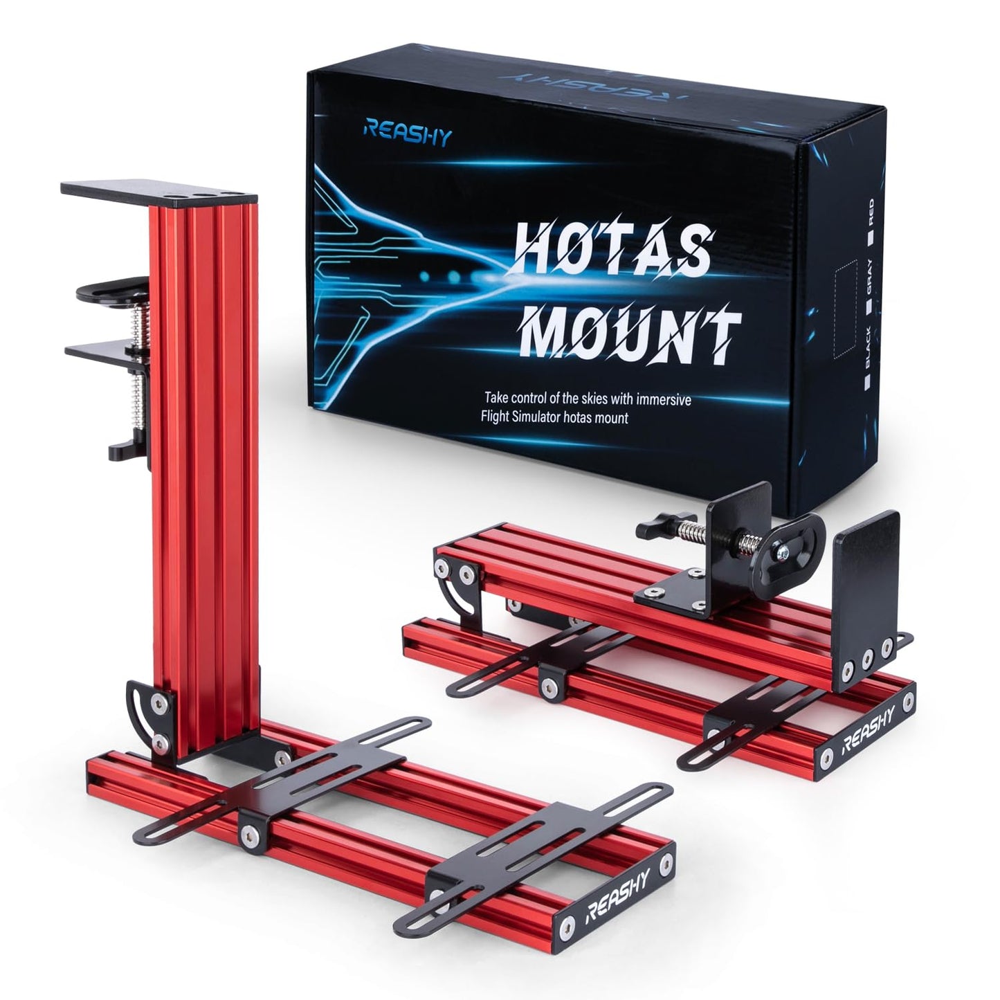 Hotas Mount, Joystick Mount, Aluminum Flight Stick Desk Mount for Logitech X56, X52, X52 Pro, Thrustmaster T.1600M, TCA, T.Flight Hotas One, 4, X, Airbus, VKB Gladiator Nxt (Red)