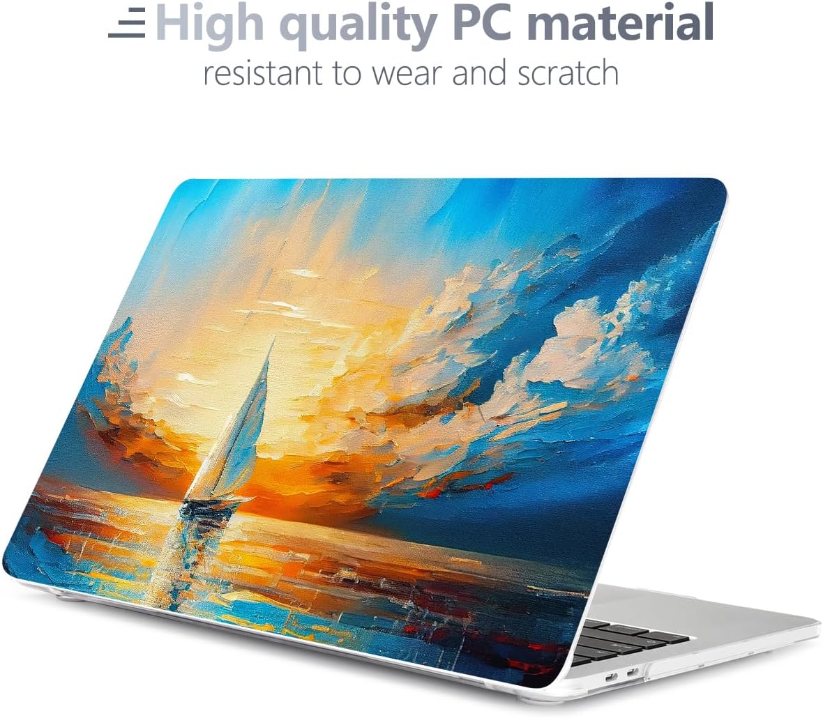 Batianda Design Case for M1 MacBook Air 13 Inch Model A2337 A2179 A1932 2021 2020 2019 Release,3D Painted Landscape Series Hard Shell with Keyboard Cover & Screen Protector, Sail