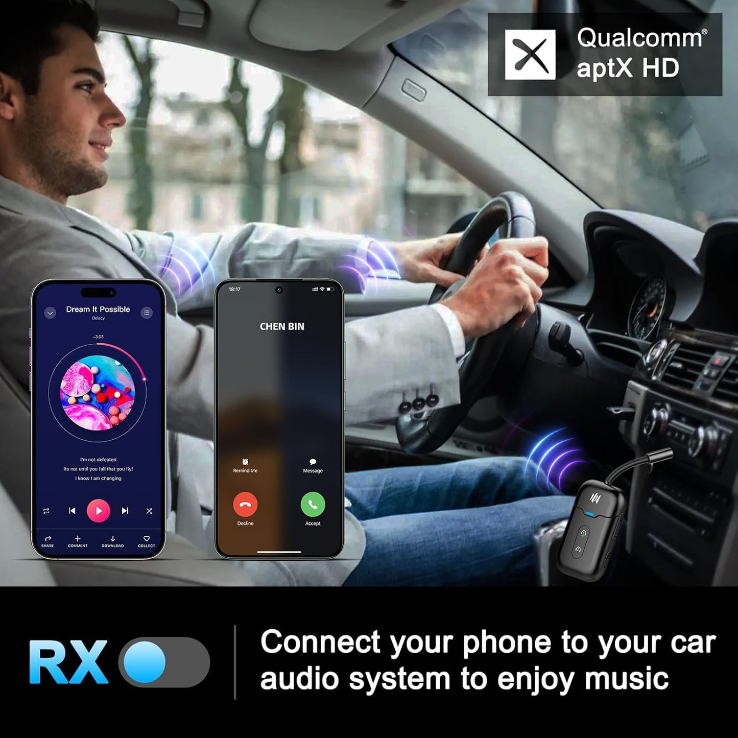 Airplane Bluetooth 5.4 Transmitter Adapter,Supports 2 AirPods/Headphones 2-in-1 Bluetooth Transmitter Receiver with aptX Low Latency,Wireless Adapter for Flight,TV,Gym,Tablets Car Stereo (Black)