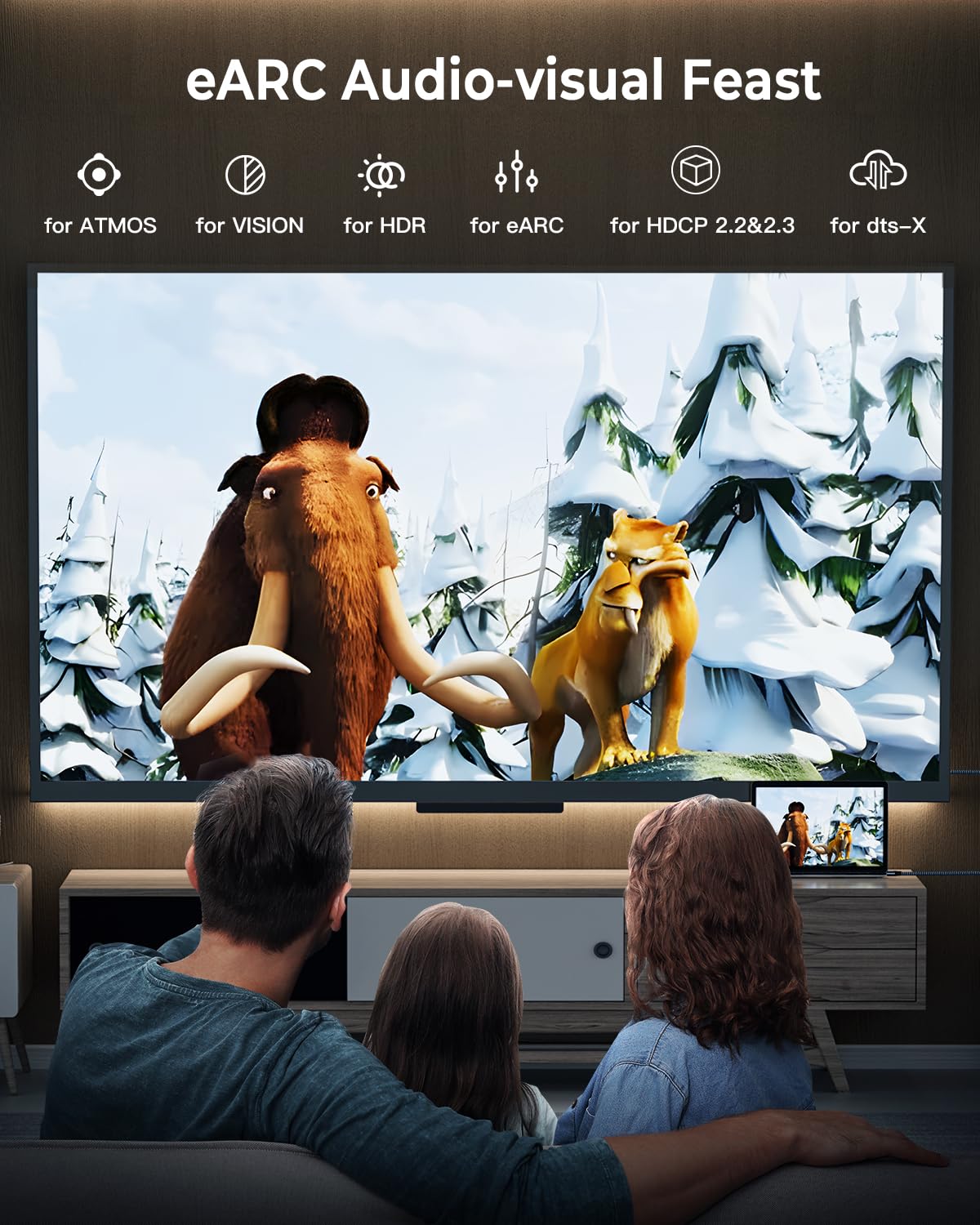 8K HDMI Cable 10 ft, 48Gbps High Speed HDMI 2.1 Cable, Braided HDMI Cable 2.1 8K 60Hz 4K 120Hz Support for HDR eARC HDCP 2.2/2.3, HDMI Cord Compatible with HDTV, Laptop, Monitor, PC