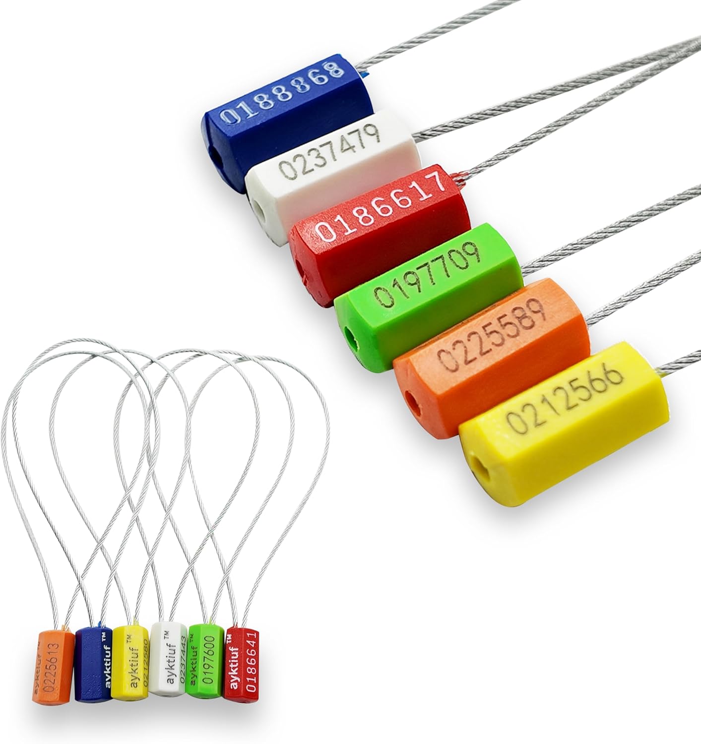 60 Pieces Security Cable Seals, Metal Number Security Tags for Truck, Trailers, Cargo, Containers, Vans, Oil Tank, Milk Vehicle (Blue, 60 Pack)