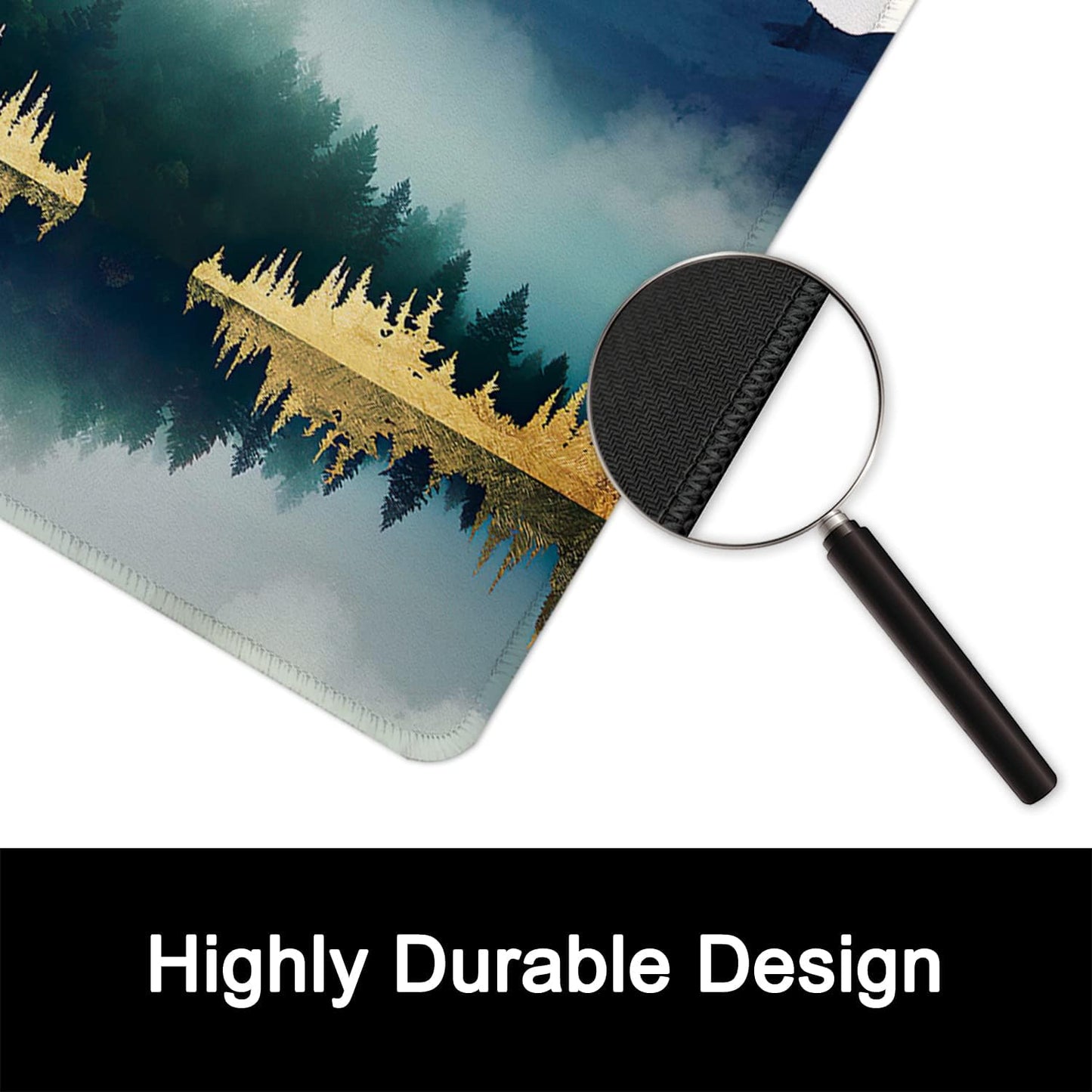 ITNRSIIET Mouse Pad with Stitched Edge Premium Textured Smooth Precise Operation Waterproof Washable Non-Slip Rubber Base Desktop Protection Mat, 10.2×8.3×0.12 inches, Landscape Forest