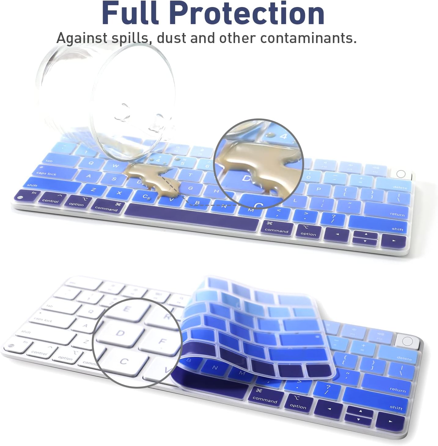 Allinside Silicone Keyboard Cover for iMac Magic Keyboard A2449/A2450, Protective Skin for iMac 24" Wireless Keyboard Released in 2021, US Layout, Ombre Blue