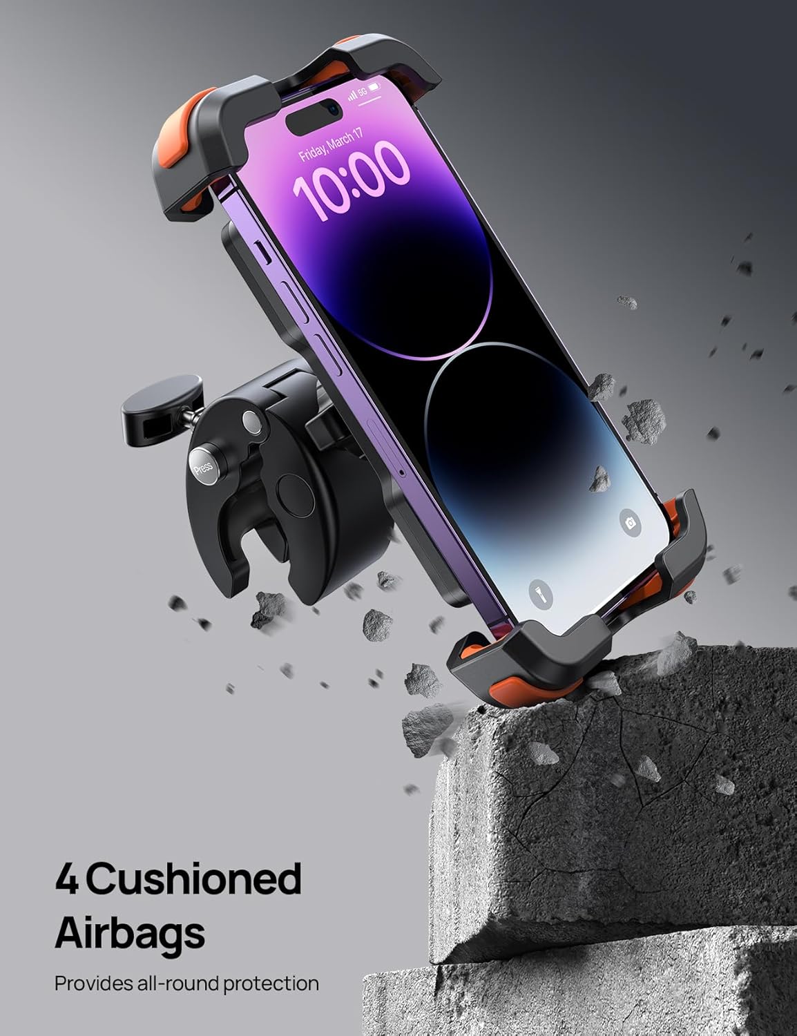 Bike Motorcycle Phone Holder Mount - [2025 Quick Release] Bike Phone Holder Handlebar Clamp, Bicycle Scooter Phone Clip for iPhone 15 14 13 12 11 Pro Max Plus Mini, 4.7-6.8" Smartphone