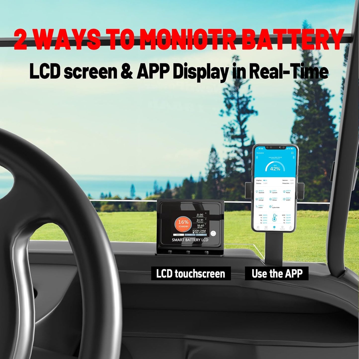 36V 135Ah Golf Cart Lithium LiFePO4 Battery with Charger and 200A BMS Grade A Cells Deep Cycle Rechargeable Battery,10000+ Cycles,Perfect for Golf Cart,Off Grid Applications (36V 135Ah-GC)