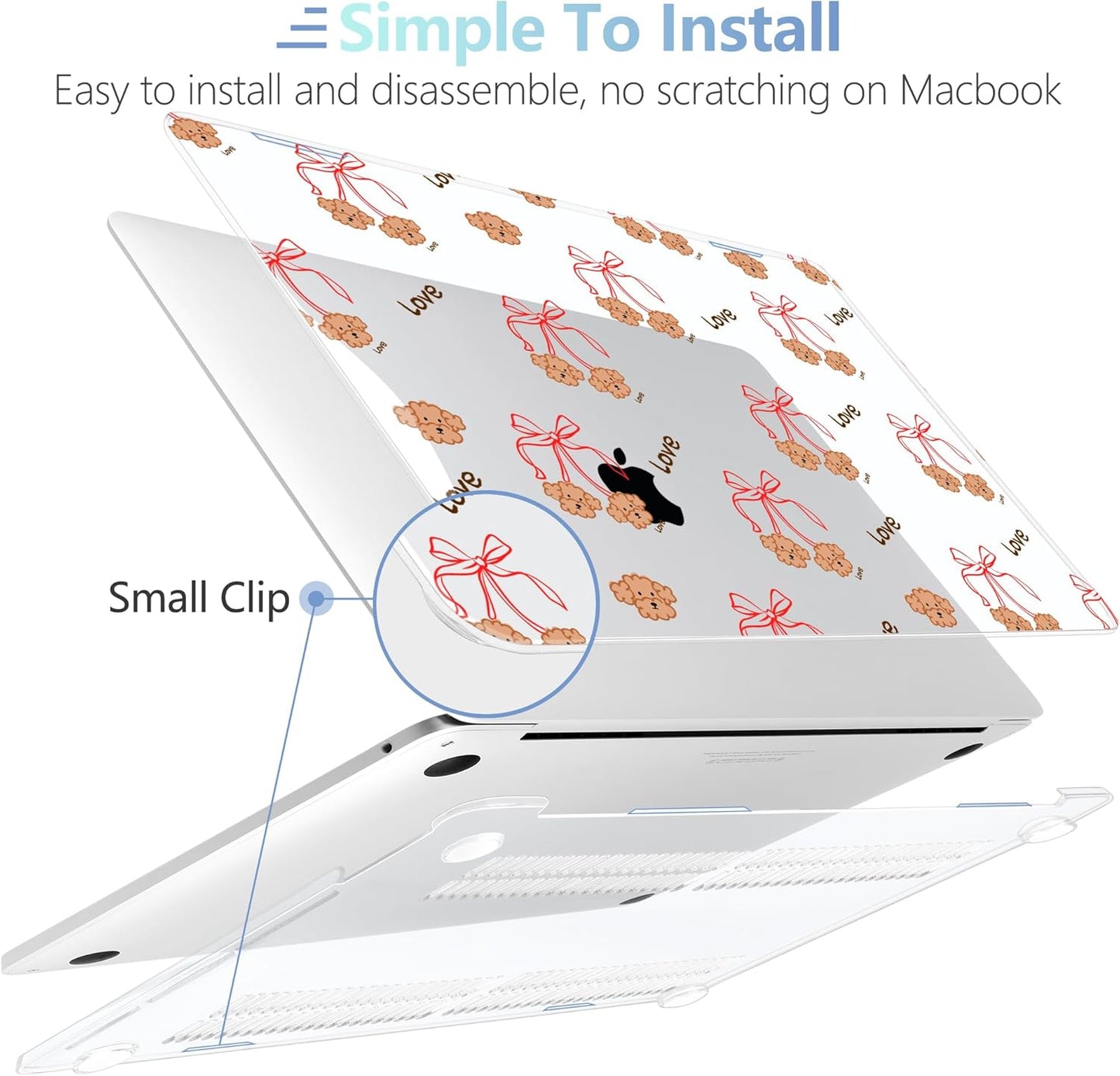 MEEgoodo Case for MacBook Pro 13 inch Case 2022 2021 2020 New A2338 M2/M1 A2251 A2289, Laptop Hard Shell with Keyboard & Camera Cover Compatible with 13 inch MacBook Pro, Cute Dog & Bows