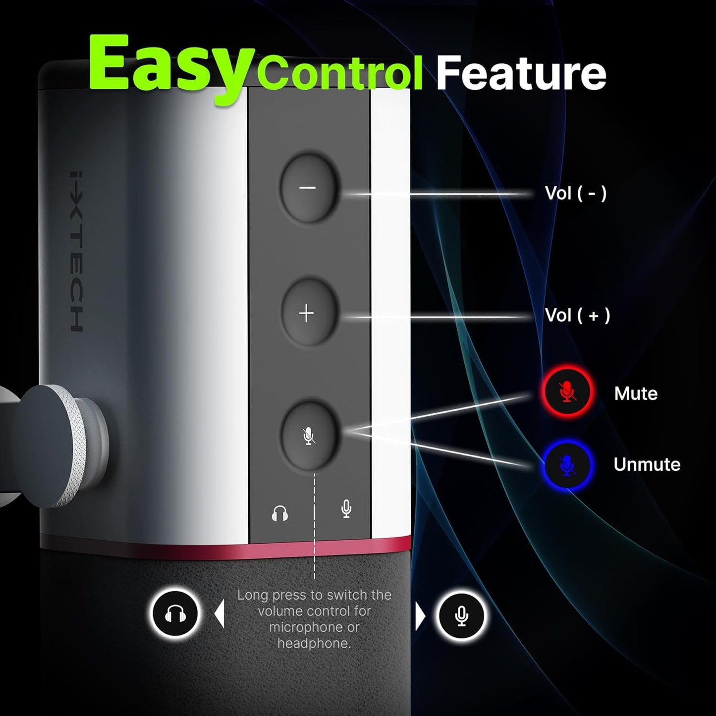 IXTECH Cardioid Dynamic Microphone with Mic Cover, Vocal USB XLR Microphone for Podcasting, Streaming, Recording, Gaming and Voice-Over (White)