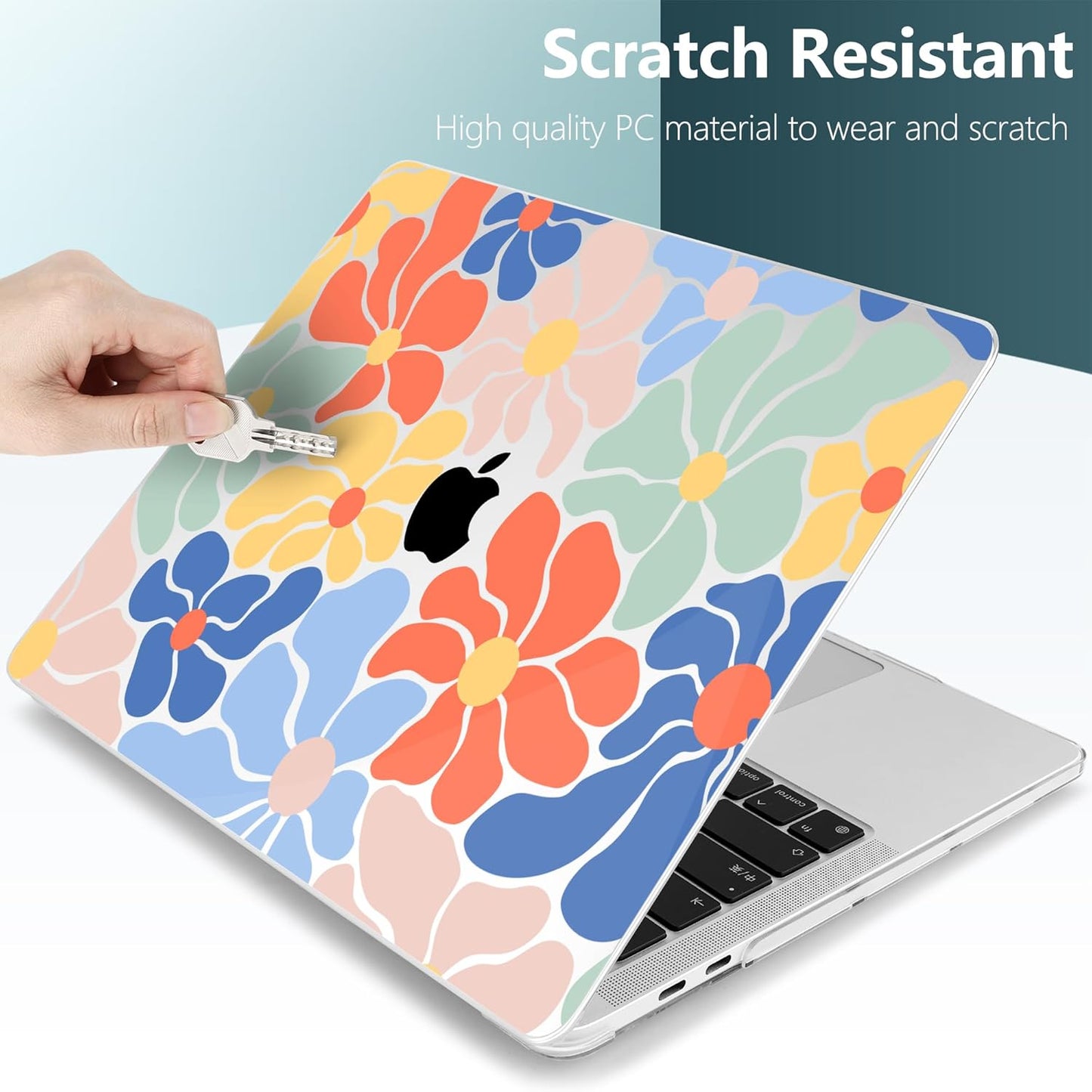 TWOLSKOO Compatible with MacBook Pro 13 inch Case 2023-2016 A2338 M2/M1 A2251 A2289 A2159 A1989 A1706, Plastic Hard Shell Cover & Keyboard Skin & Screen Protector, Chamomile Blue