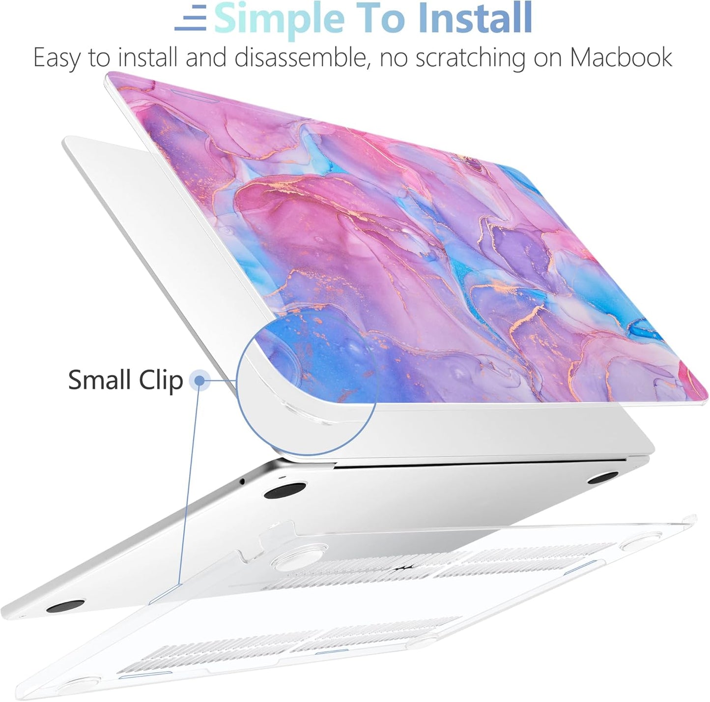 MEEgoodo for M4/M3/M2 MacBook Air 15.3 inch Case 2025 2024 2023, Case Fit Model (A3241/A3114/A2941) for MacBook Air 15 inch, Laptop Hard Shell with Keyboard Cover, Pink Marble Texture