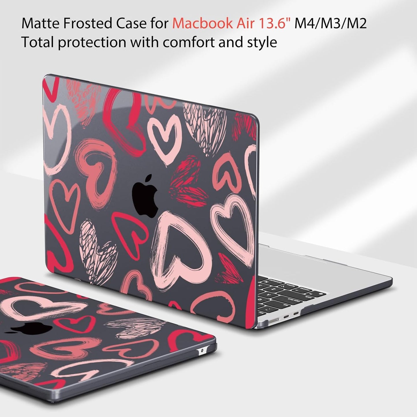 Teryeefi for MacBook Air M4 M3 M2 13 inch Case 2025 2024-2022 Release Fits Model A3240 A3113 A2681, Protective Plastic Hard Shell Cover for MacBook Air 13.6 inch, Heart A002