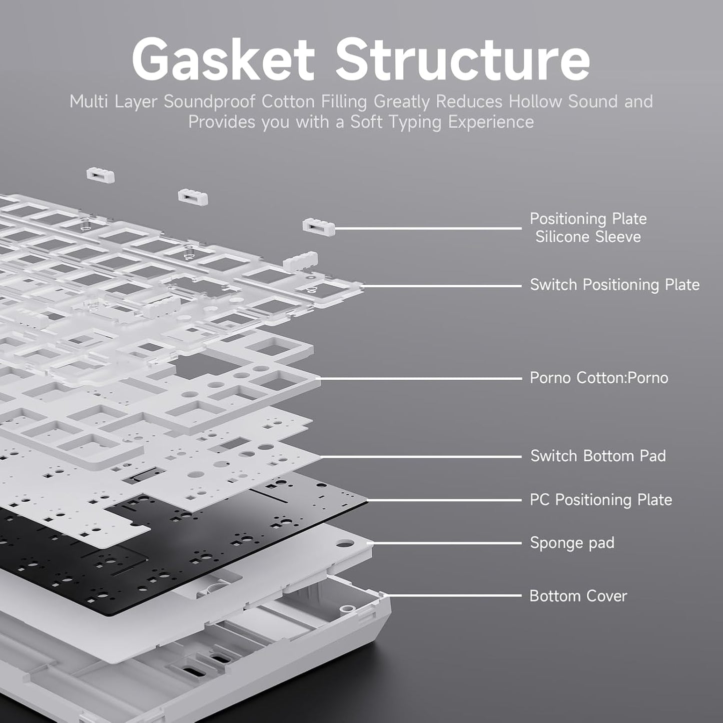 Ajazz AK820 75% Wired Gasket Mechanical Gaming Keyboard with Volume Knob - South Facing LED - Poron Foam - PBT Keycaps - Programmable RGB Hot Swap Keyboard