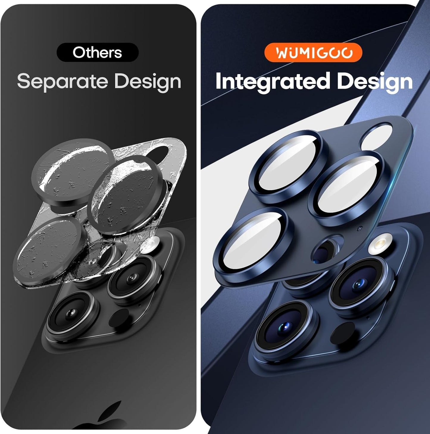 Camera Lens Protector for iPhone 16 Pro Max/16 Pro/iPhone 15 Pro Max/15 Pro/iPhone 14 Pro Max/14 Pro, Aluminum Alloy Sapphire Glass Camera Screen Cover, Case Friendly- Blue Titanium