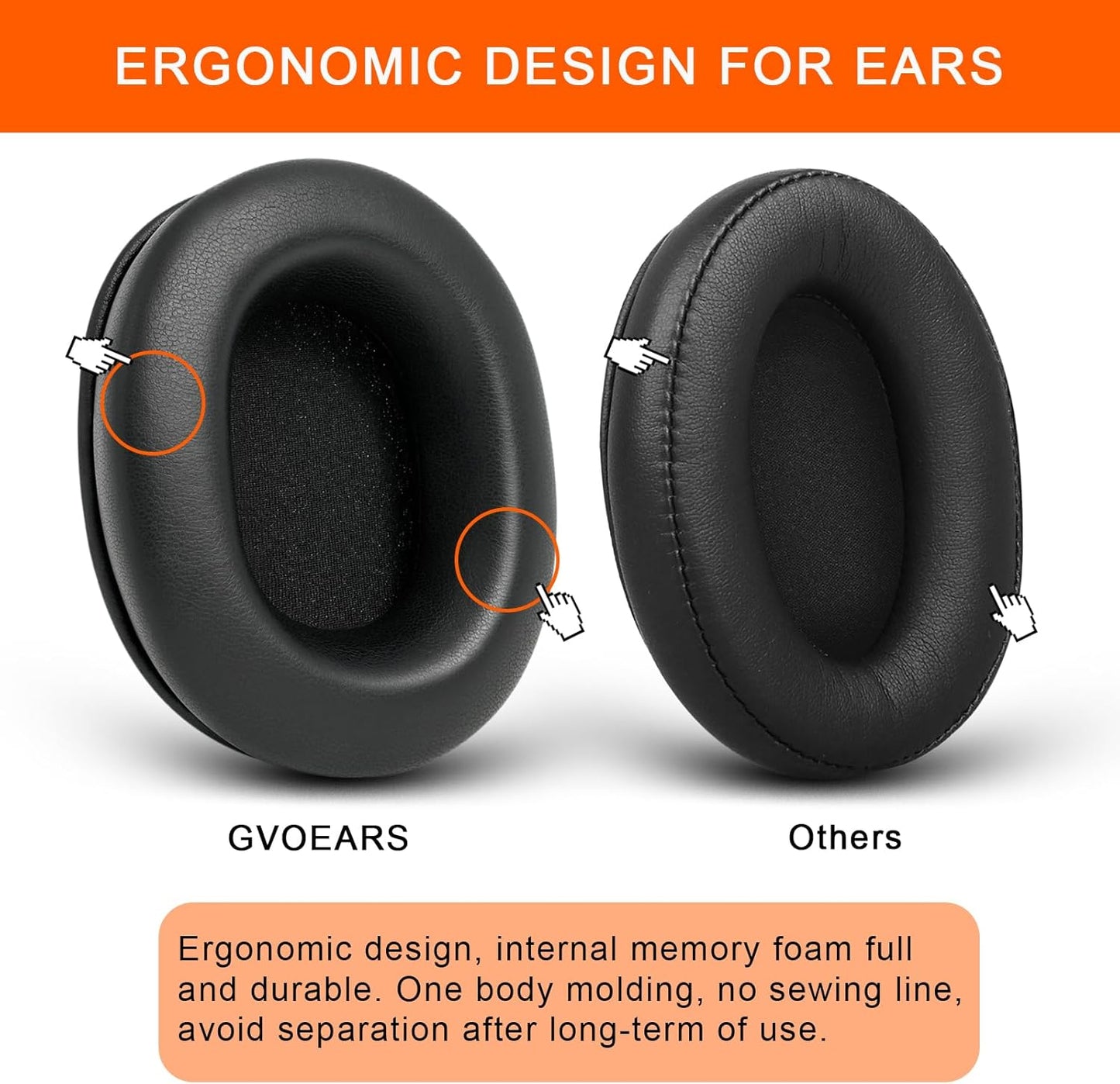 Earpads Replacement for Audio Technica M50X, GVOEARS Ear Cushions for HyperX Cloud/Alpha, for ATH M50X M40X Turtle Beach Stealth & More Headphones with Thick Foam/Soft Leather