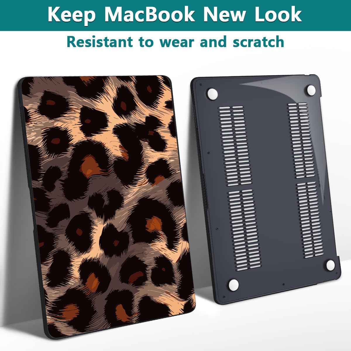 Teryeefi for MacBook Pro 13 inch Case 2022 2021 2020-2016 Release, Design Hard Shell Cover with Keyboard Cover & OTG Adapter Fit Model A2338 M2/M1 A2251 A2289 A2159 A1989 A1706, Leopard Skin Pattern