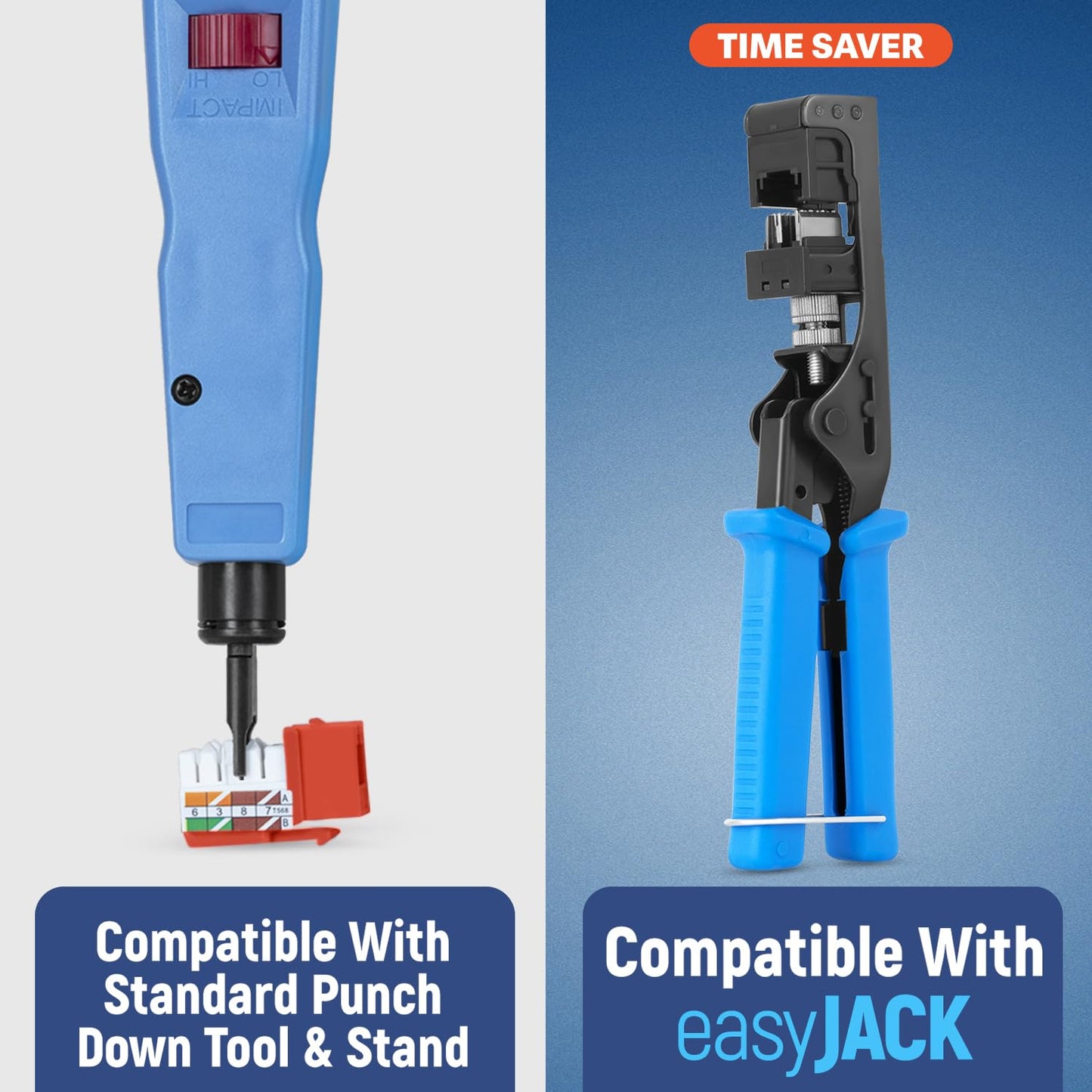 Everest 90° Angled RJ45 Cat6A Keystone Jacks 10-Pack in Orange - Slim Profile Female RJ45 Connectors - Cat 6A Keystone Jack - Compatible with 90° Angled Speed Termination Tool - easyJACK (B094WB91H3)