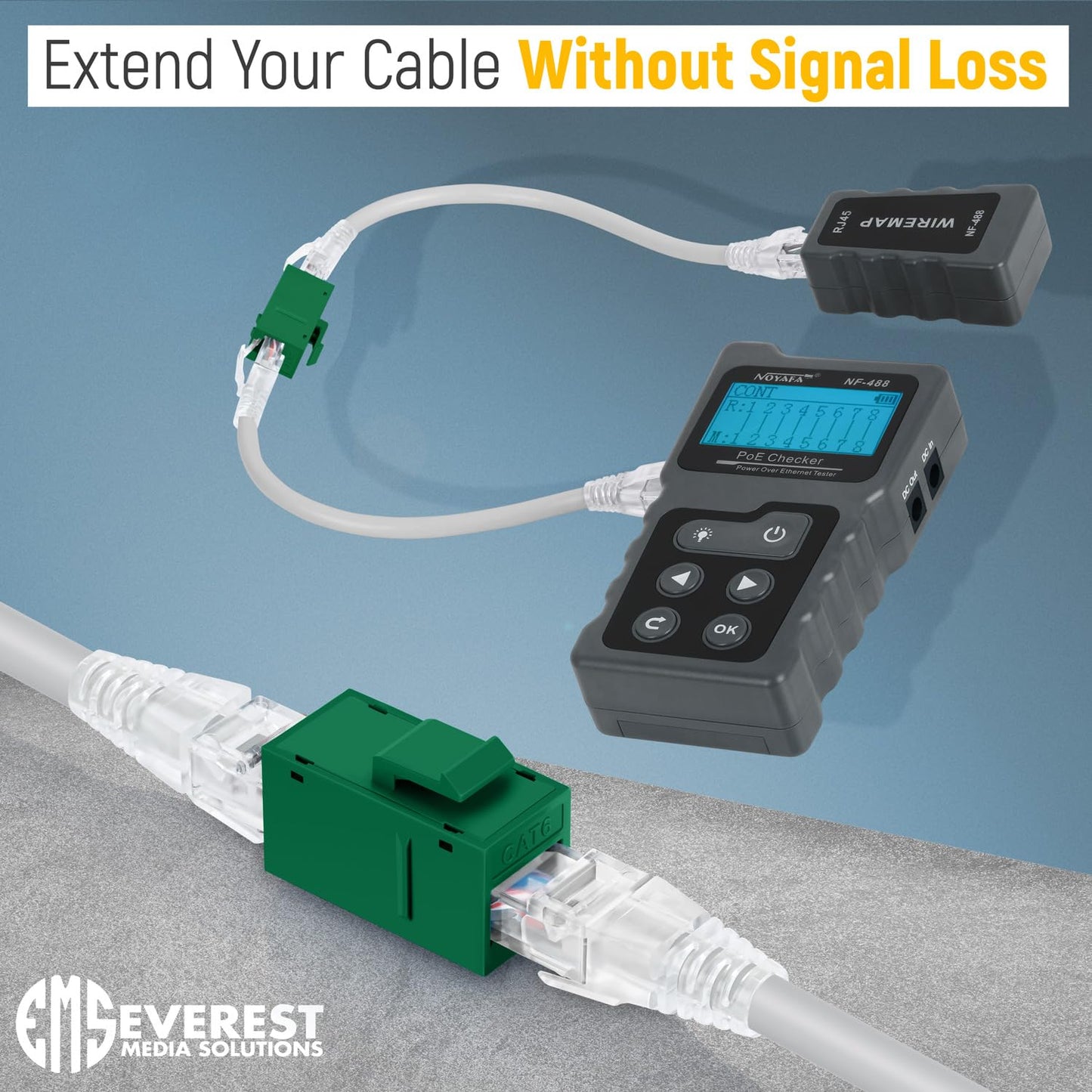 Everest RJ45 CAT6 Keystone Coupler in Green (6-Pack) - RJ45 Coupler for Ethernet, Cat6 Keystone Jacks
