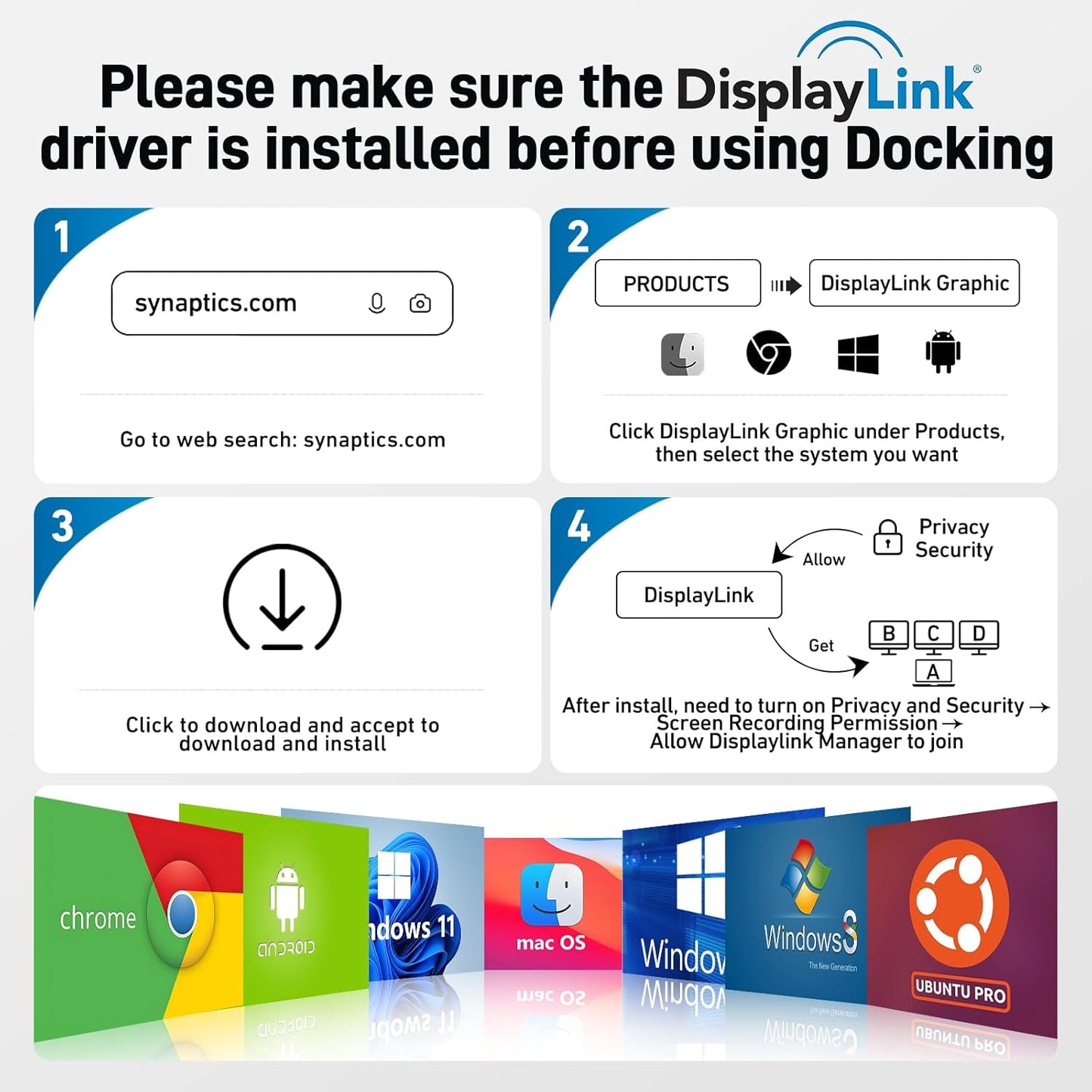 Acer Thunderbolt 4 Dock, 16 in 1 Quad Monitor DisplayLink Docking Station 40Gbps with 8K Display, 10Gbps Data Ports, 160W Power, 2.5G Ethernet, SD 4.0 Card Reader USB C Hub for MacBook, PC, Laptop