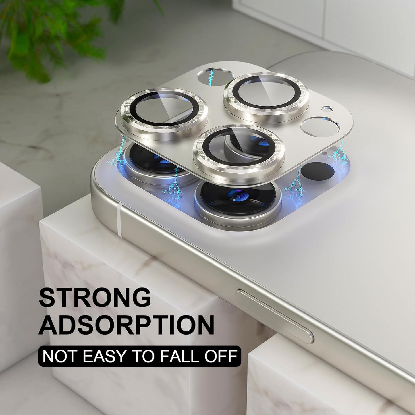 Choiche Compatible for iPhone 16 Pro/iPhone 16 Pro Max Camera Lens Protector, Bling Camera Cover with 9H Tempered Glass Lens Screen Protector Metal Ring Accessories (Titanium Natural)