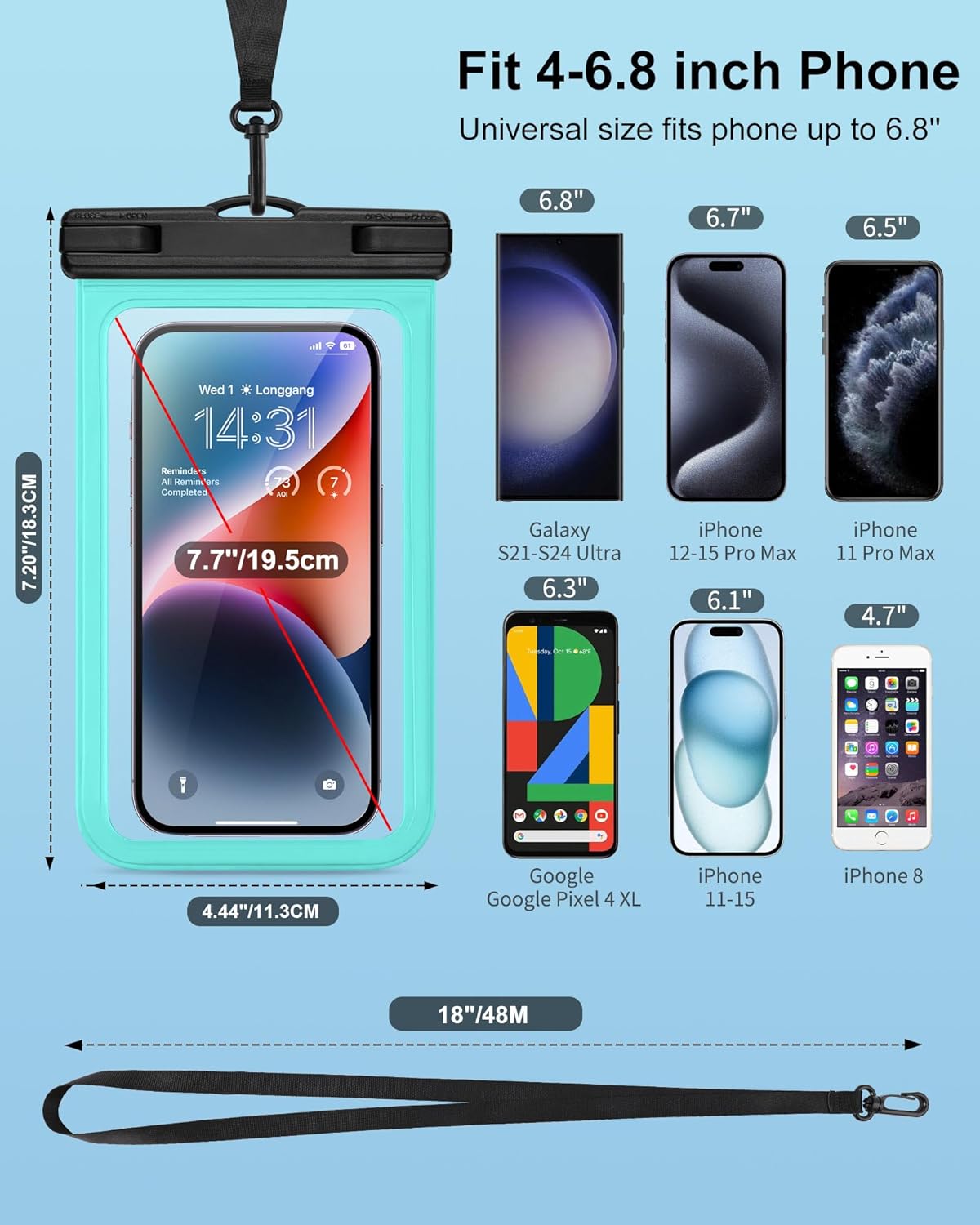 2025 3-Pack Waterproof Phone Pouch, Cruise Ship Essentials Must Haves Dry Bag for Vacation Beach Travel Kayak Boat Accessories, Water Proof Phone Case for iPhone 16 15 14 13 12 Plus Pro Max