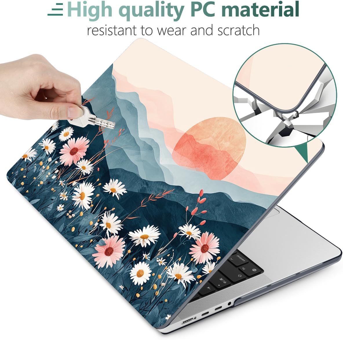 DONGKE for M4 MacBook Pro 16 Inch Case 2024 2023 2021 A3403 A3186 M3 A2991 M2 A2780 M1 A2485 Pro/Max Chip, Plastic Hard Shell Case & Keyboard Cover for Mac Pro 16 with Touch ID, Sun & Daisies