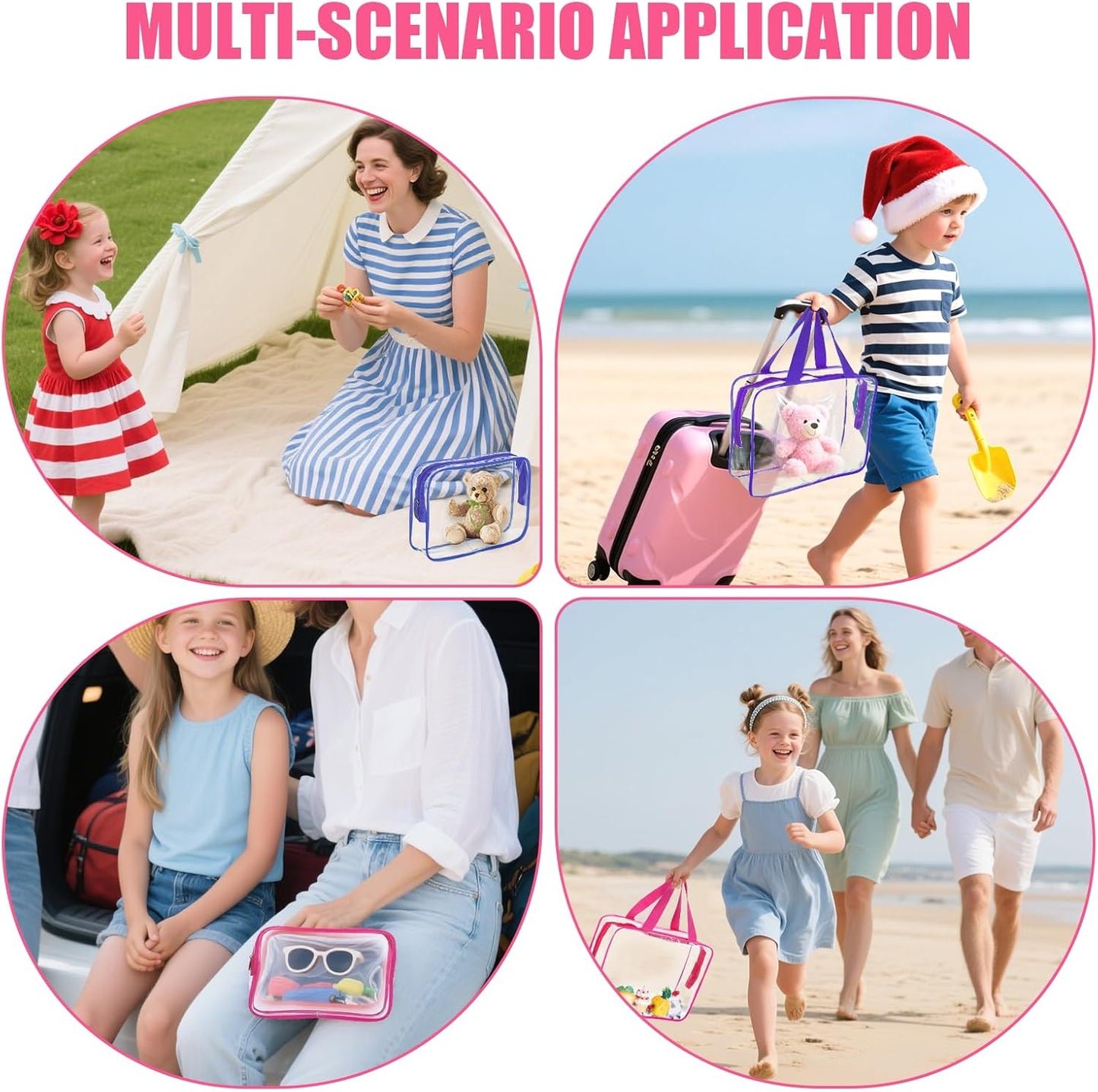 6 PCS Waterproof Toy Storage Bags With Zipper, Clear Toy Storage Organizer, Portable Organizer For Blocks, Puzzles, Books, Board Games, Clay(Red, Blue)