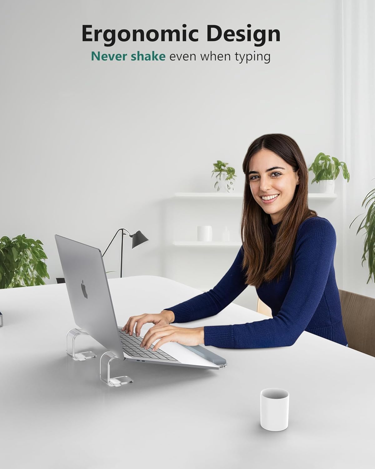 Clear Acrylic Laptop Stand for Desk, with Wrist Rest, Ergonomic Detachable Mount Compatible with 10-17'' All Laptops Such as MacBook Air Pro/HP/Dell/Lenovo