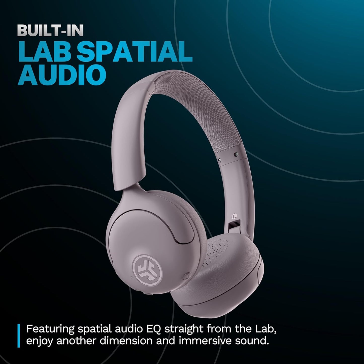 JLab Go Lux ANC Wireless Headphones, Mauve, Hybrid Active Noise Cancelling, Premium On-Ear Bluetooth Headset, Customizable Sound, Be Aware Mode, Cloud Foam Comfort, Multipoint Connection