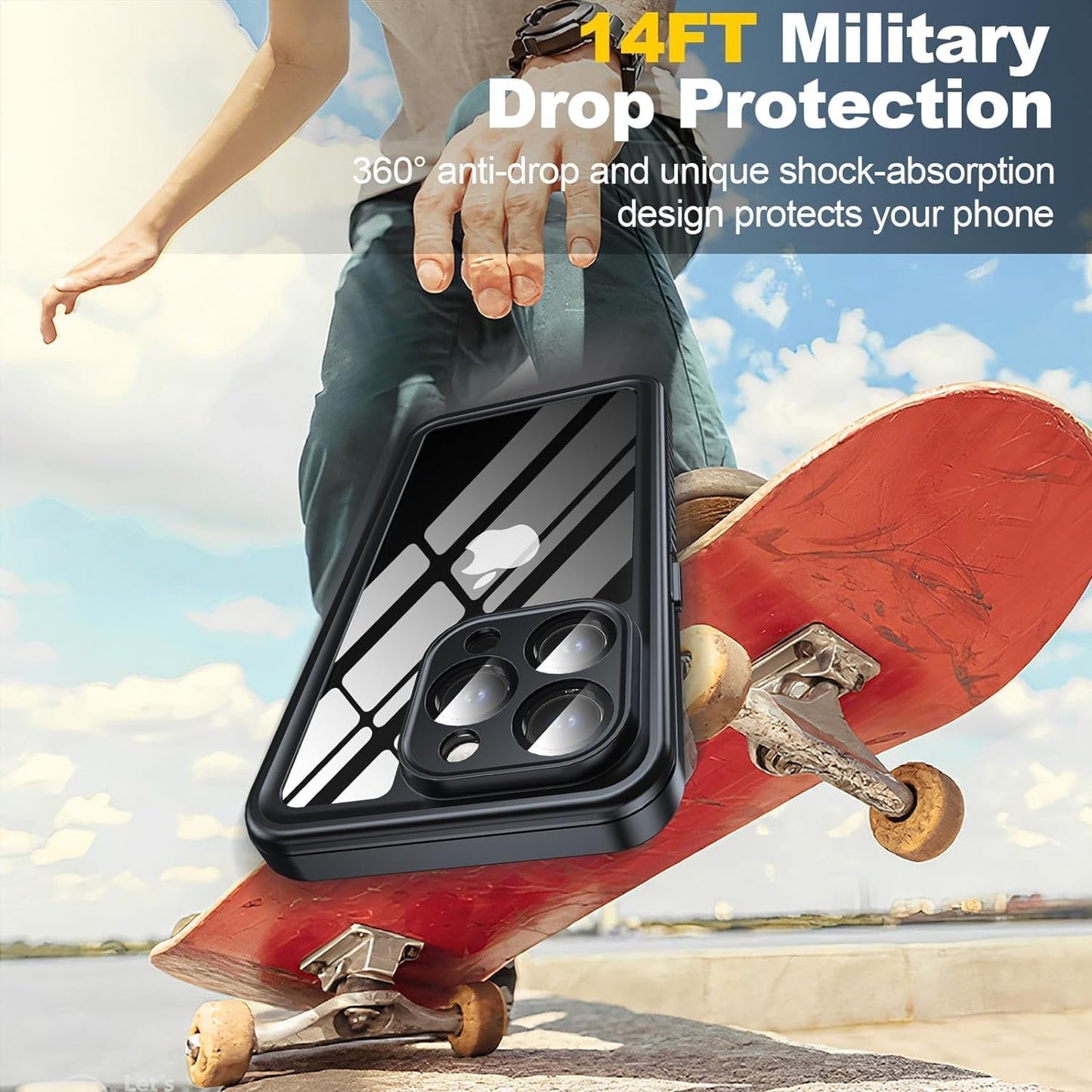 for iPhone 15 Pro Case Waterproof - Built-in Privacy Screen Protector & HD Screen Protector [IP68 Underwater] Shockproof Dustproof Full Body Protection iPhone 15 Pro Phone Case Blue