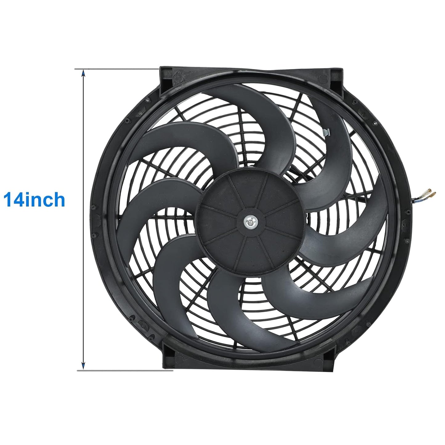 2PCS 14 Inch Universal Slim Fan Push Pull Electric Radiator Cooling Fan Mount Kit 12V 90W Black