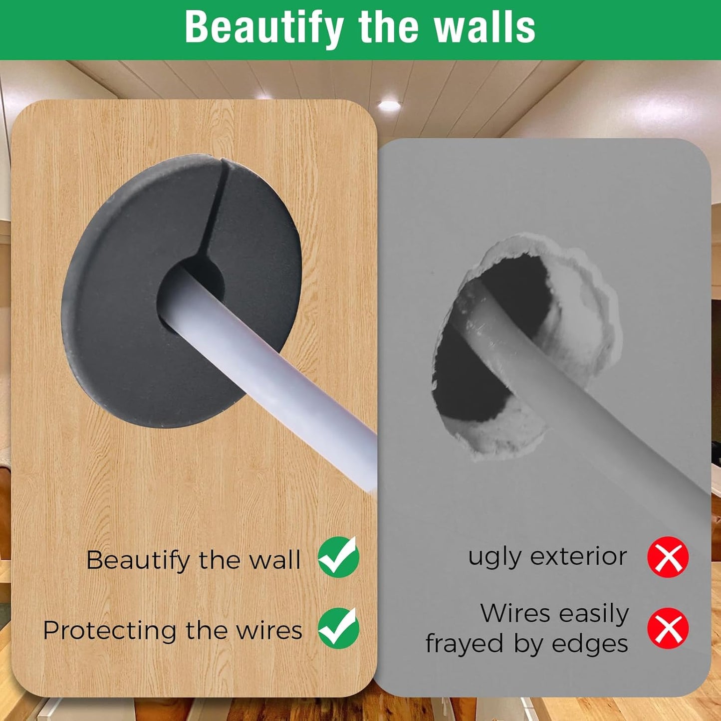 4pc Starlink Cable Grommet 1" Silicone Waterproof Wall Hole Pass Through Split Cable Bushings for TV Wire Ethernet Cord, Starlink Cable Routing Kit Accessories, 52.5mm/2.07" Ht, White