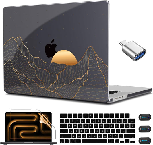 CISSOOK Compatible with MacBook Pro 14 inch 2024 2023 2022 2021 Release M4 M3 M2 M1 Chip A3112 A3185 A3401 A2918 A2992 A2779 A2442 Model, Hard Shell Case with Keyboard Cover&Screen Protector, Pink Bow