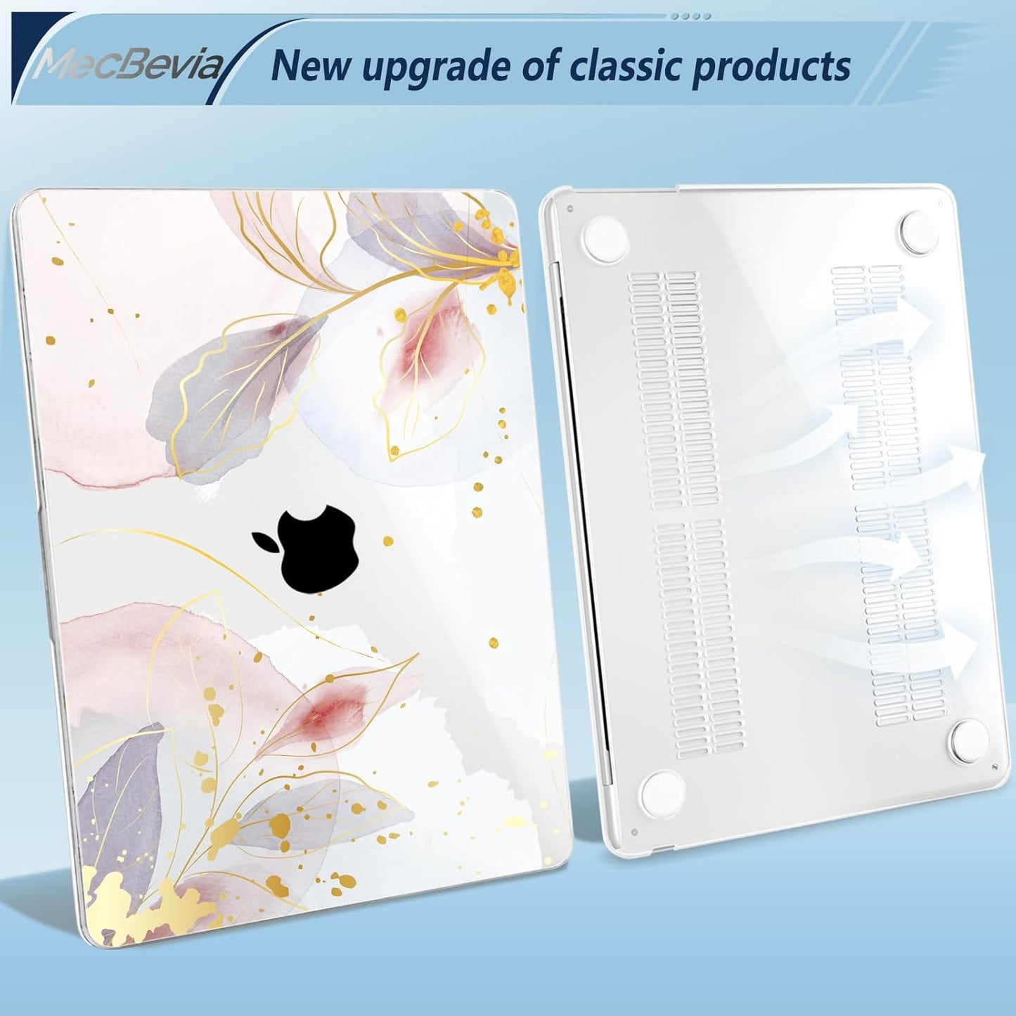 Compatible with MacBook Air 15 inch Case, M4 A3241/M3 A3114/M2 A2941 (Released 2025 to 2023), Hard Shell, Keyboard Cover, Screen Protector, Webcam Cover & Type-C Adapter, Vector Flower