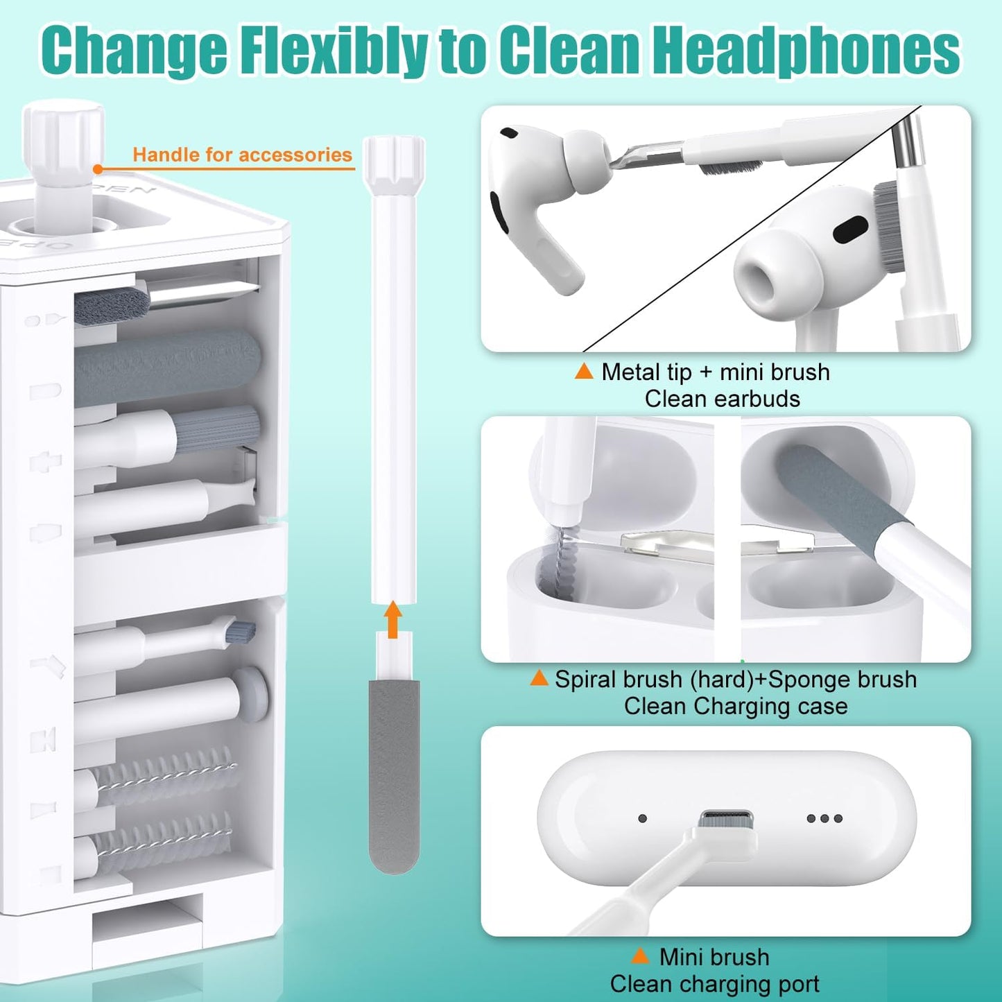 VICHYIE Keyboard Cleaning Kit with Brush, Computer Laptop Cleaner Kit, Phone Cleaning Tool, Multi-Function Cleaner Kit for Earbuds, Cellphones, PC, Screens, Camera Lens, Electronics Devices (White)