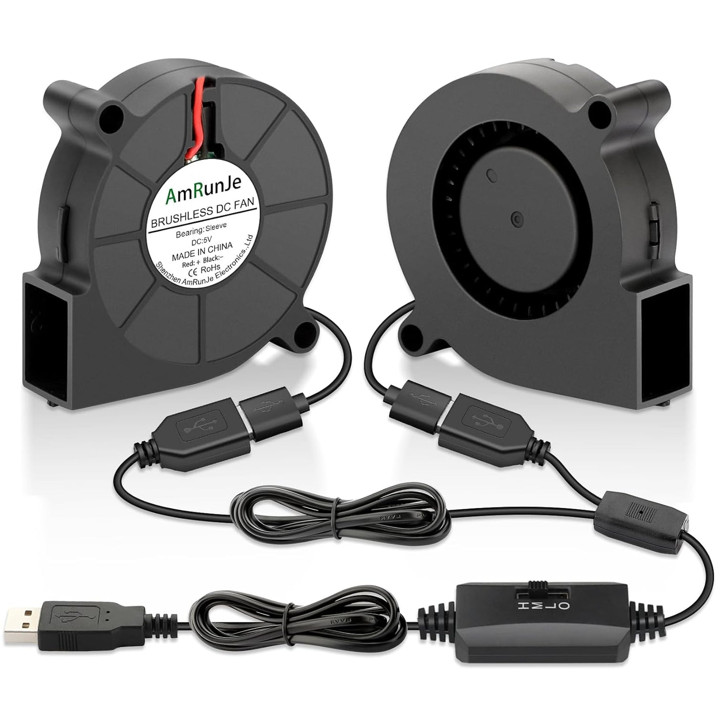 50mm x 15mm USB Blower Fan 2 Pack 5v Squirrel Cage Blower Fan with Variable Speed for Cooling DIY 3D Printer Costume Welding Helmet Thin Client CPU Modem