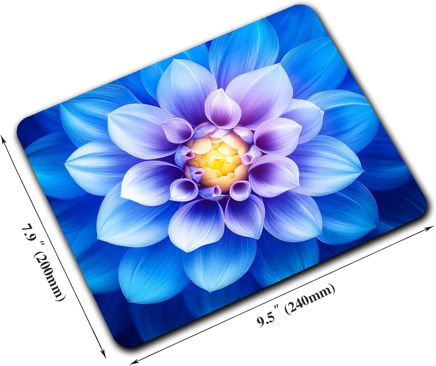 Blooming Blue Lotus Flower Mouse Pads for Desk, Portable Wireless Computer Mouse pad Small Design with Women, Non-Slip Rubber Base Laptop Mousepad 9.5" x 7.9" Smooth Surface for Office & Travel