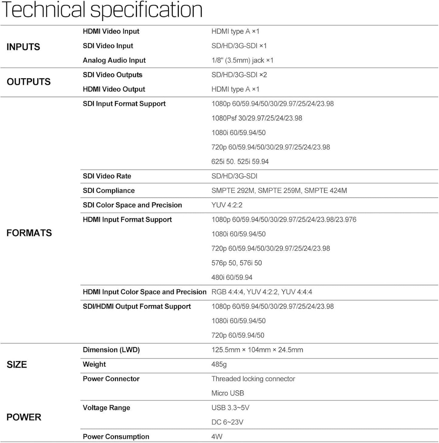 AVMATRIX SDI/HDMI Up/Down/Cross Converter, DlP Switches, SD/HD/3G-SDI Scaling Frame Rate Conversion Scaler, 3.5mm Jack Audio Embedding, Auto Signal Detection SC2030