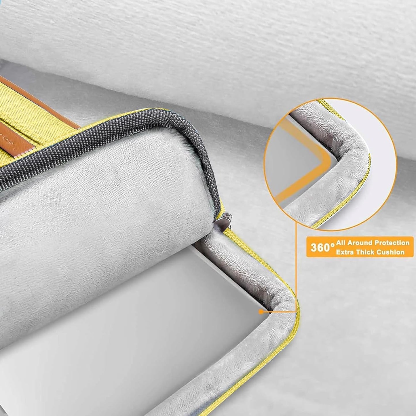 MOSISO 360 Protective Laptop Case 13.3 inch, 13-13.3 inch Laptop Sleeve Compatible with MacBook Air/Pro 13 / Pro 14,HP Dell Acer ASUS,Side Open Carrying Case with 4 Zipper Pockets&Handle, Yellow