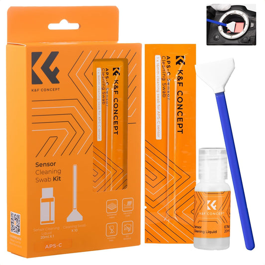 K&F CONCEPT 16mm APS-C Sensor Cleaning Swab*10 + 20ml Sensor Cleaner, DSLR SLR Digital Camera CMOS and CCD Sensor Cleaning Swab Kits for Nikon Sony Canon Camera Clean