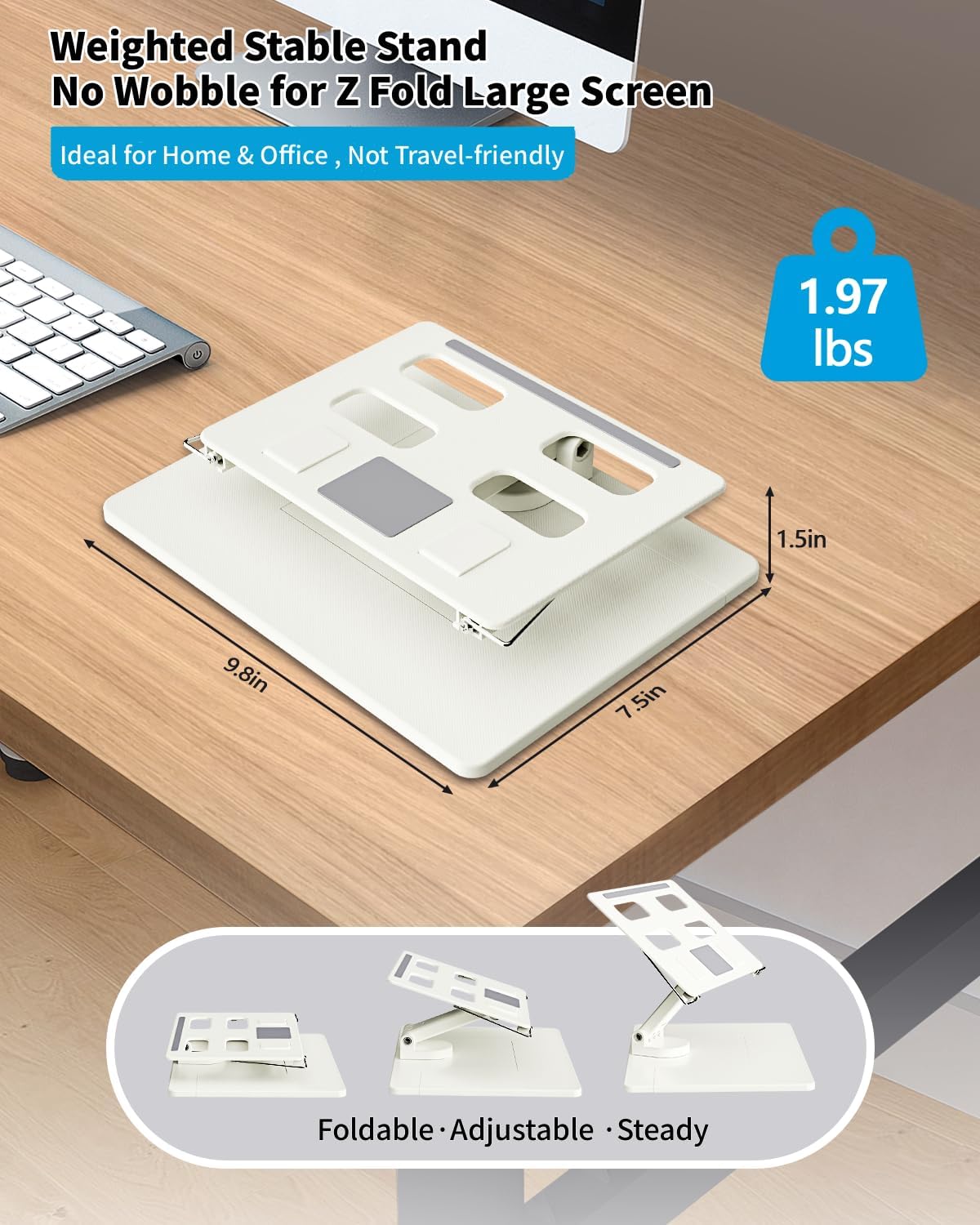 Desk Stand and Bluetooth Keyboard Combo for Samsung Galaxy Z Fold 7/6/5, 4 in 1 Set Include Mouse Pen, Adjustable Foldable Tablet Stand Holder Fits for 4.7"-13" Smartphones Tablet