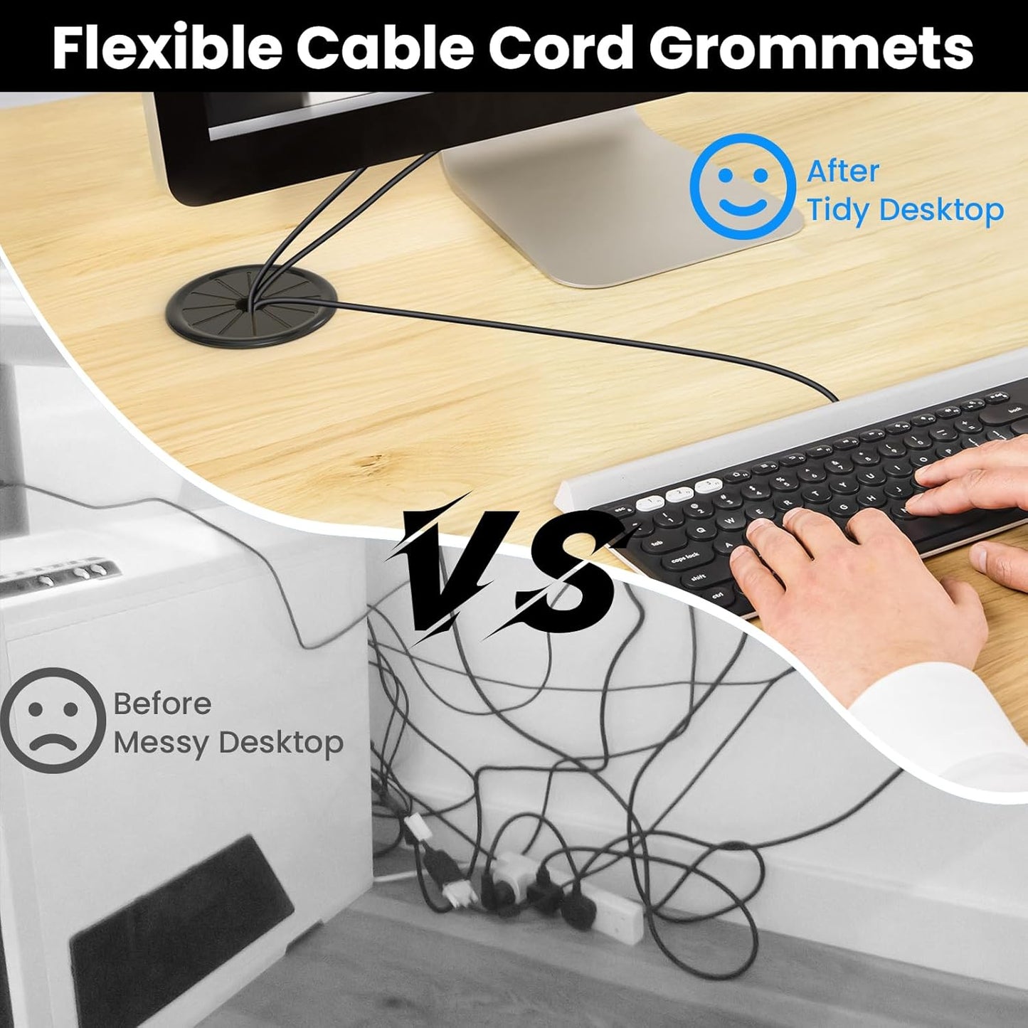 Aifeier ET 1-3/8 Inch Cable Grommets Petal-Shaped Buckle Type Wire Hole Cover for Cord Management and Protection of Cabinet, 5PCS 35mm