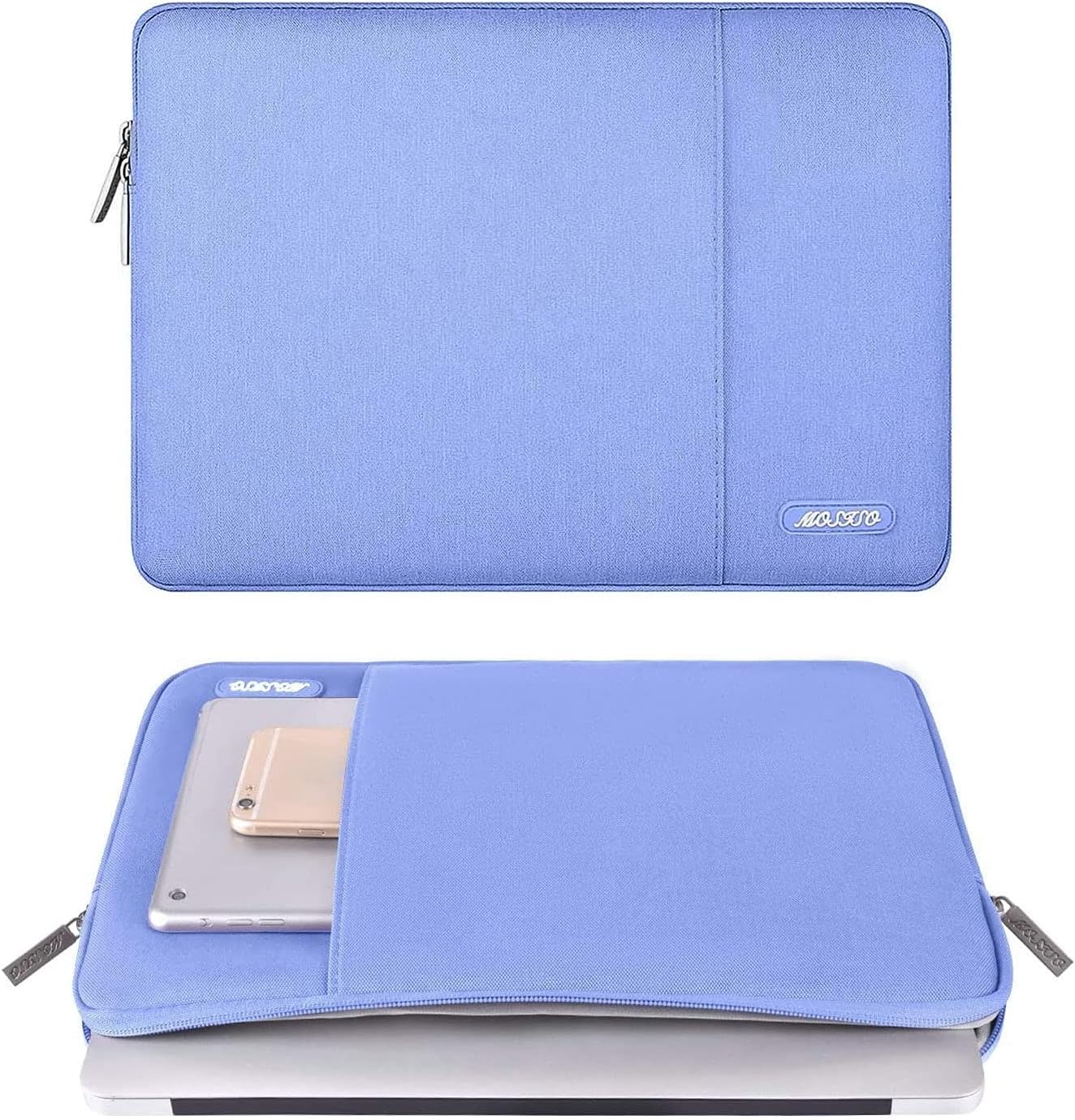 MOSISO Laptop Case 16 inch, 15-15.6 inch Laptop Sleeve Compatible with MacBook Pro 16 M4 M3 M2 M1, HP Acer Dell Lenovo ASUS Notebook, Polyester Vertical Computer Sleeve Bag with Pocket, Slate Blue