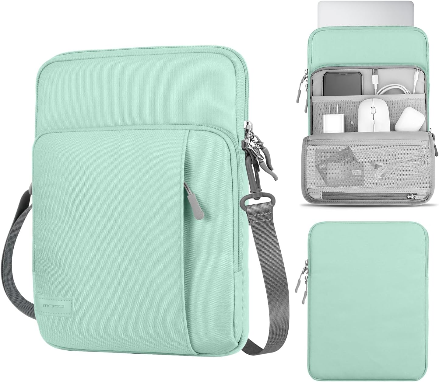 MoKo Laptop Sleeve Bag for 13.3-14 Inch, Notebook Carrying Case with Pocket Fits MacBook Pro M2 14/13/M1/Max 14.2/Air 13.6" M3/M2 2024/2022, Surface Pro 9/8 13", Mint Green