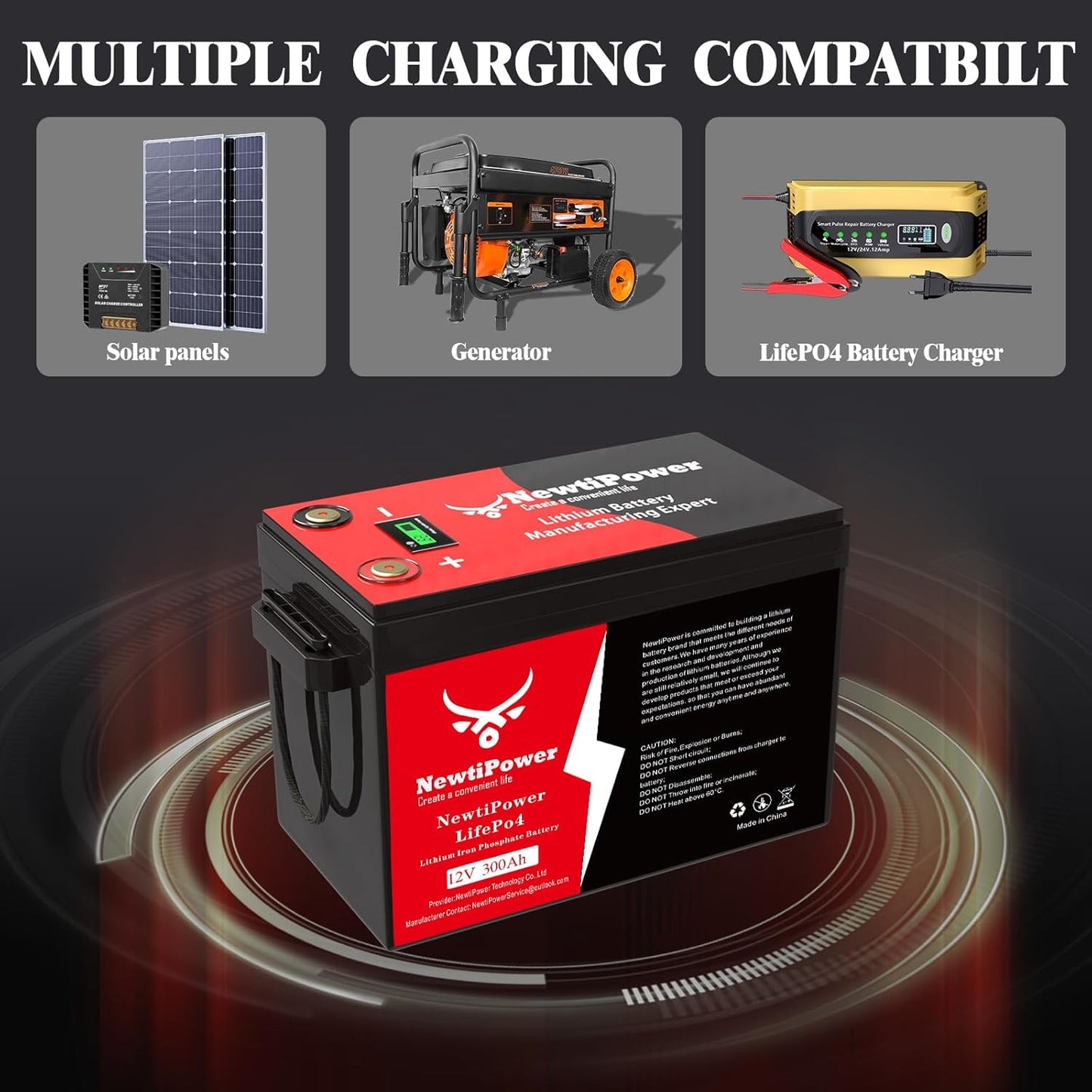 12V 300Ah Golf Cart Lithium LiFePO4 Battery with 200A BMS Grade A Cells Deep Cycle Rechargeable Battery,10000+ Cycles,Perfect for Golf Cart,Off Grid Applications (12.8V 300Ah)