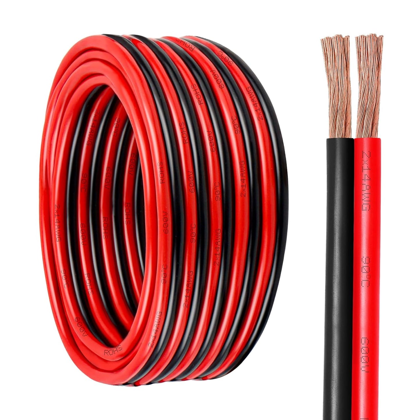 14 Gauge Wire 2 Conductors Copper Wire, 14 AWG Battery Cable Oxygen Free Copper Wire for Solar Panel, Automotive, Trailer, RV and Speaker (14 Gauge 50FT)