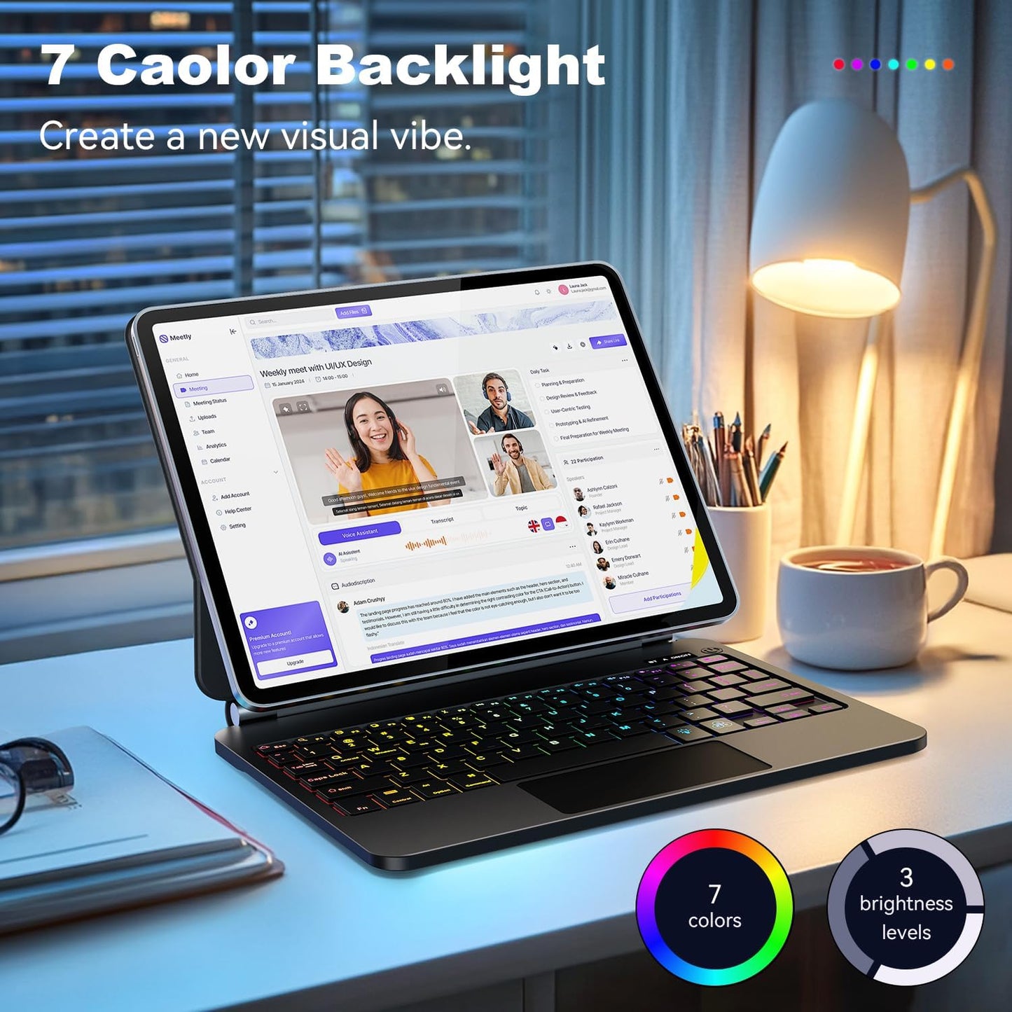 Keyboard Case for iPad Air 13 inch,iPad Pro 12.9 inch (3/4/5/6th Gen),Easy-Set Floating Cantilever Stand Magic Magnetic Backlit - Multi-Touch Trackpad Keyboard Case for iPad (Black)