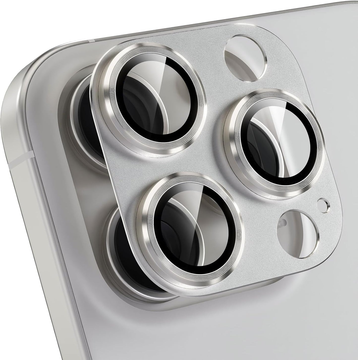 Choiche Compatible for iPhone 16 Pro/iPhone 16 Pro Max Camera Lens Protector, Bling Camera Cover with 9H Tempered Glass Lens Screen Protector Metal Ring Accessories (Titanium Natural)
