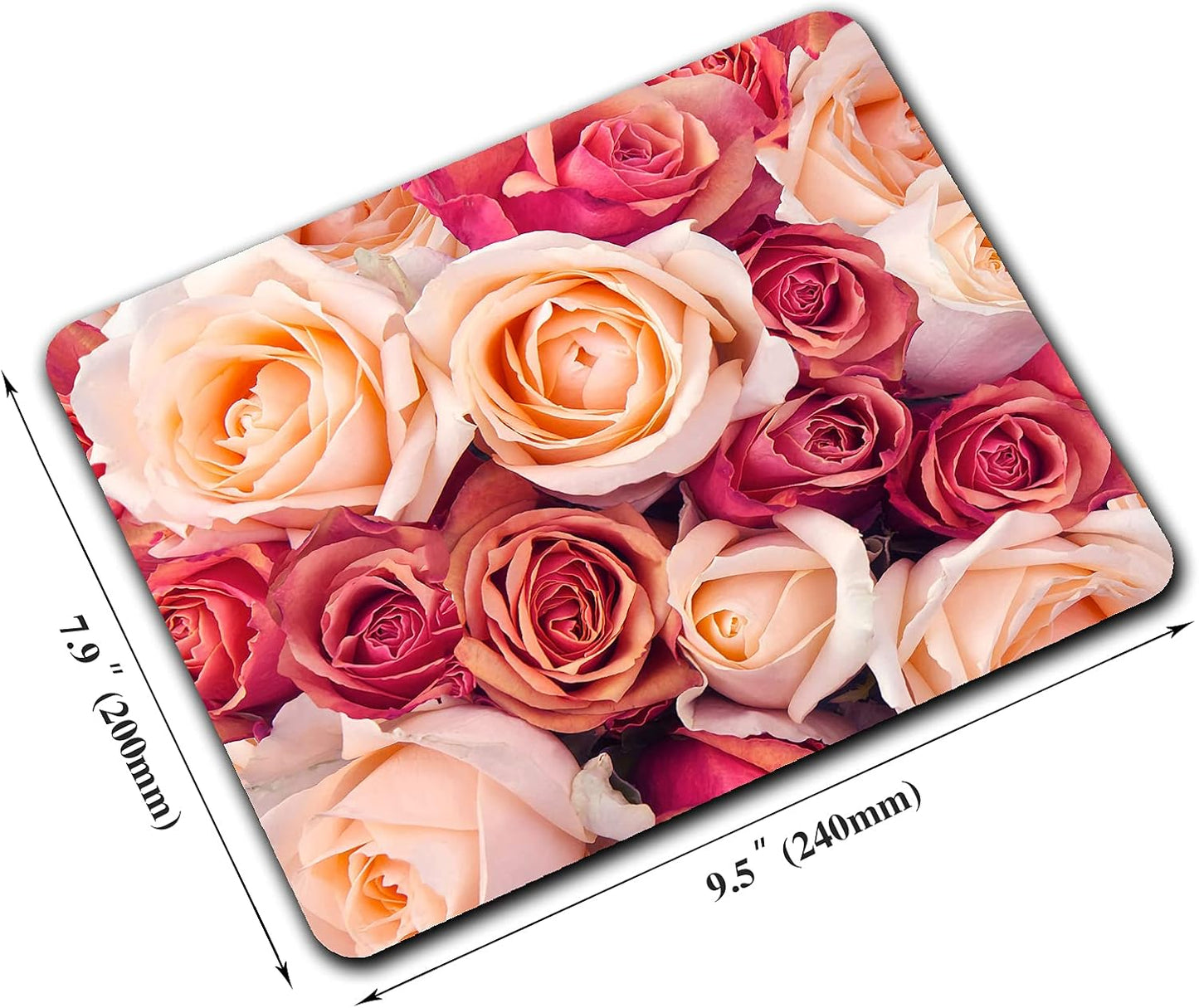 Blooming Roses Mouse Pad, Beautiful Flowers Mousepad for Design, Anti-Slip Rubber Base Wireless Mouse Pads for Laptop